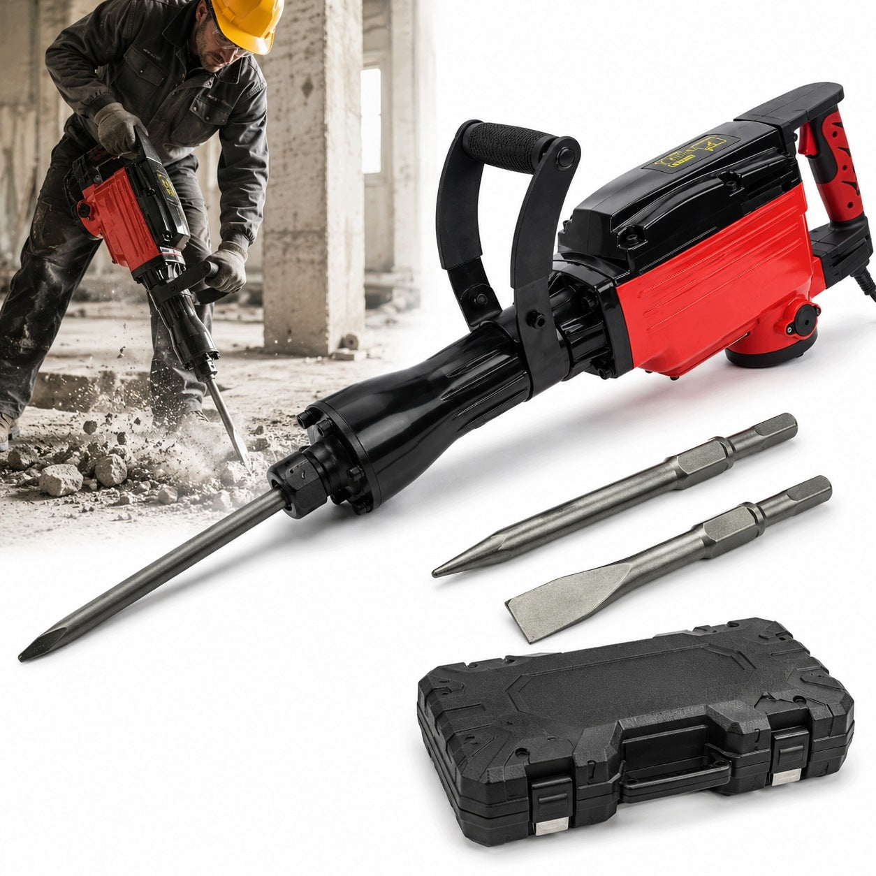 STRONG DEMOLITION HAMMER 3200 OIL COOLED + LARGE IMPACT HAMMER