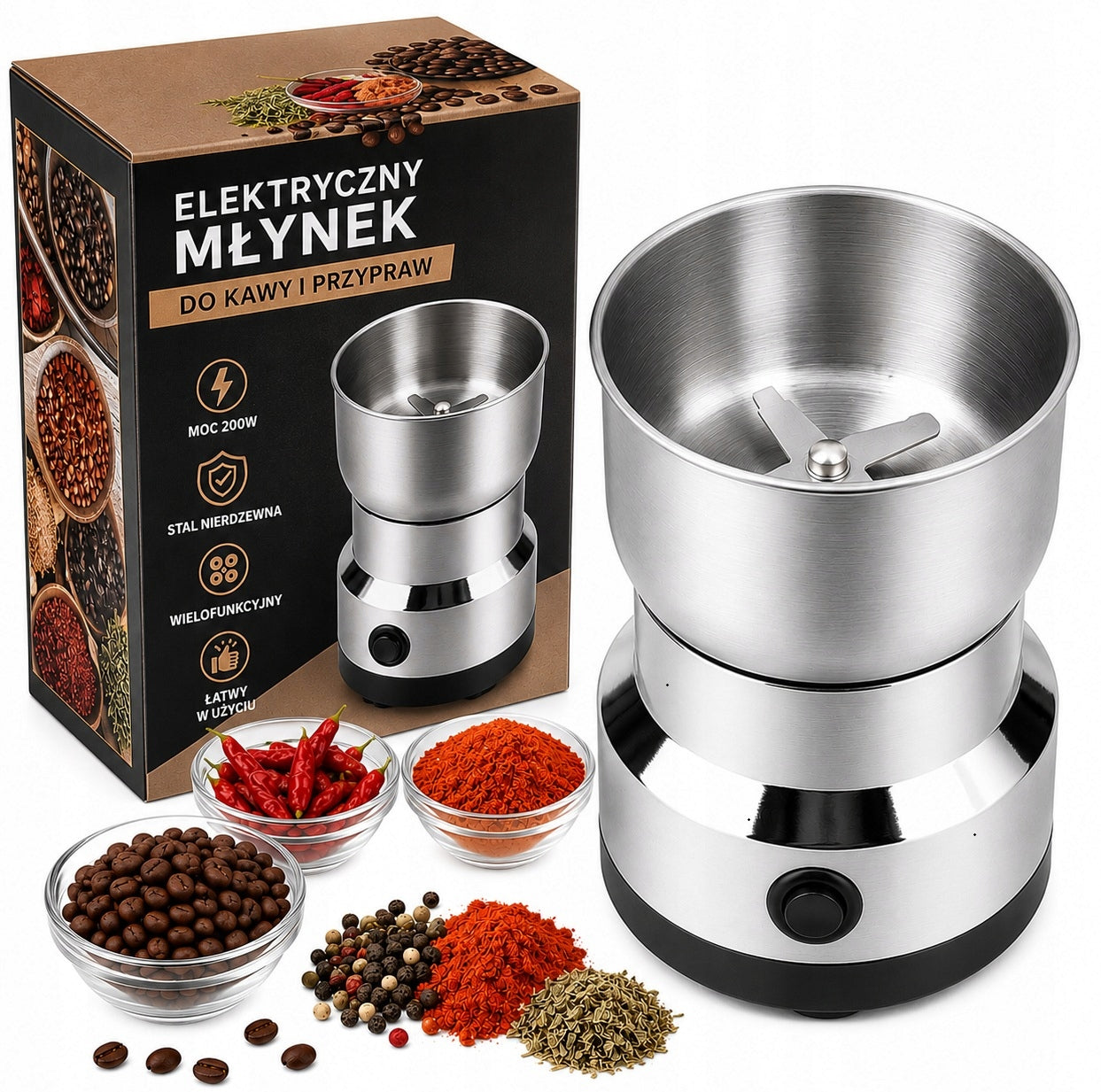 STRONG ELECTRIC COFFEE GRINDER FOR GRINDING NUTS BEANS