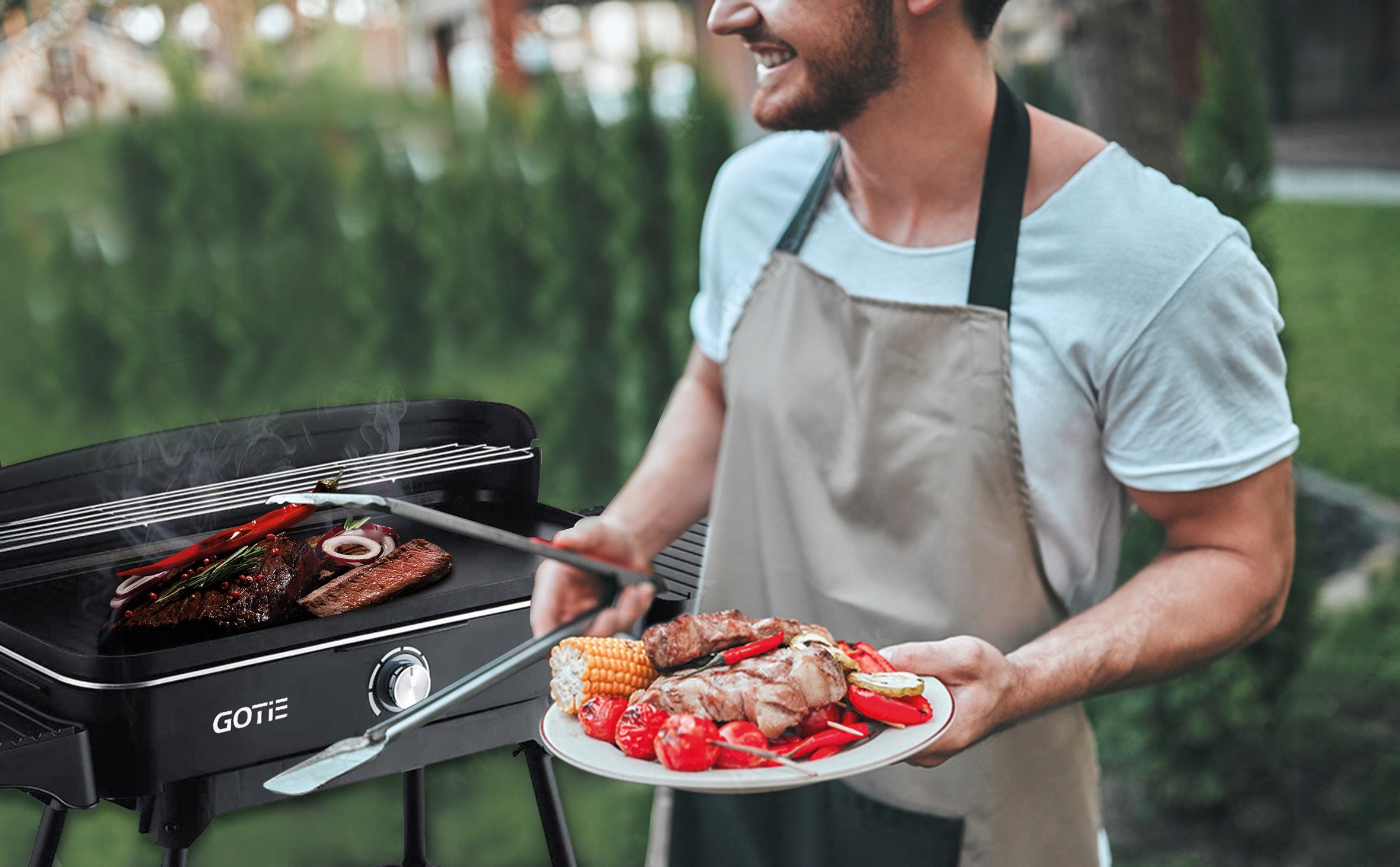 STRONG ELECTRIC GRILL FOR VEGETABLE MEAT TOASTER GOTIE GGE-2200 Model GGE-2200