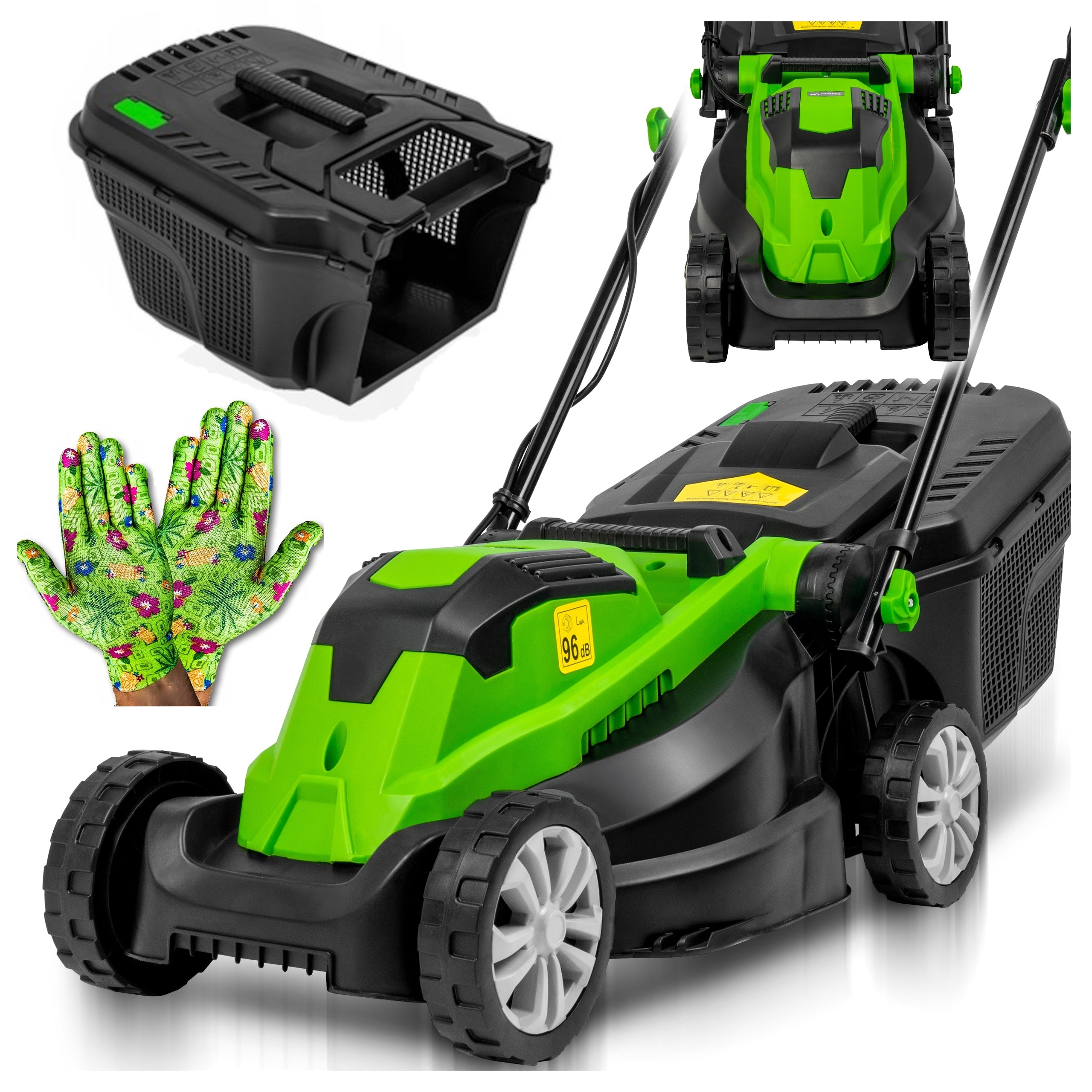 STRONG LIGHTWEIGHT ELECTRIC LAWN MOWER LARGE BASKET 30L 2100W + GLOVES