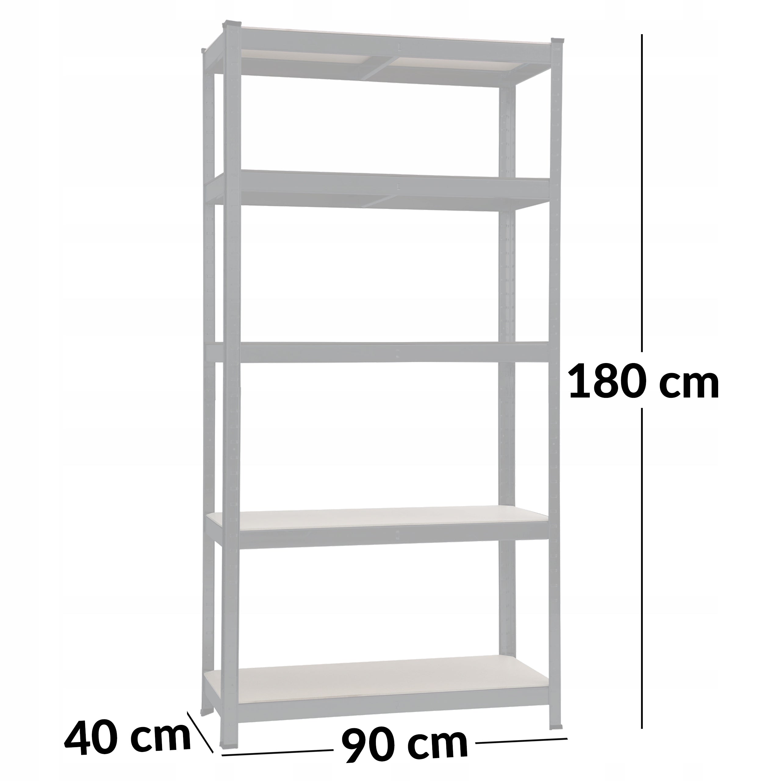 STRONG METAL STORAGE RACK 180x90x40cm CABINET SHELF GARAGE BLACK Packaging status original