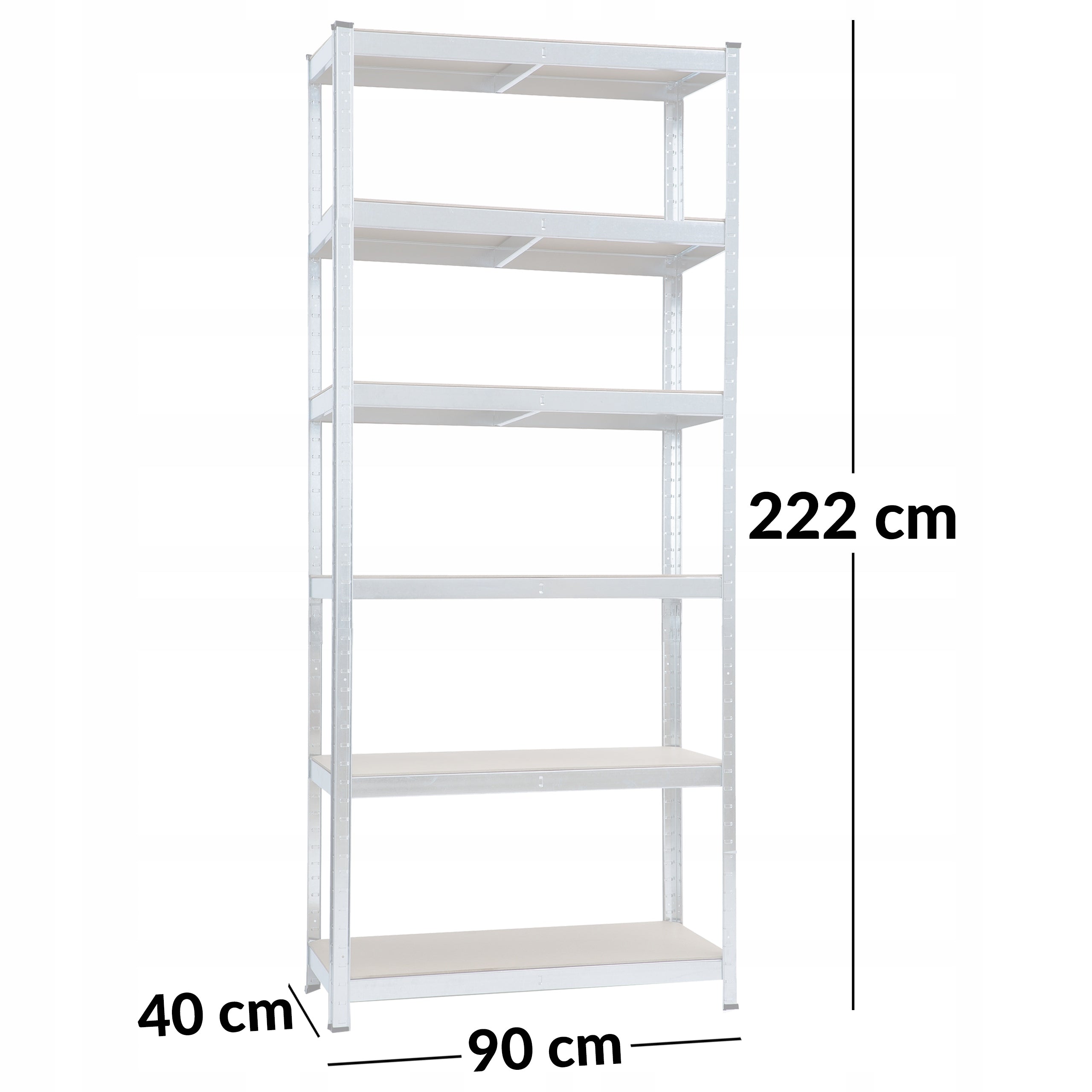 STRONG METAL STORAGE RACK 222x90x40cm CABINET 6 SHELVES STEEL 900kg Manufacturer code 6.02.27579