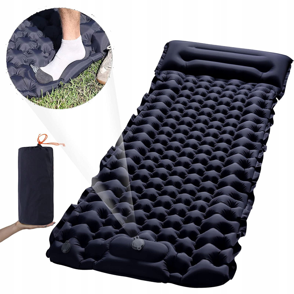 STRONG SINGLE SEATER INFLATABLE MATTRESS TOURIST PUMPED SLEEPING MAT Brand no brand