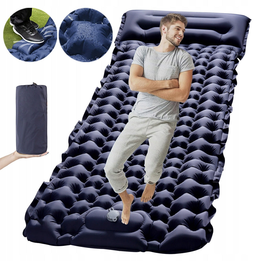 STRONG SINGLE SEATER INFLATABLE MATTRESS TOURIST PUMPED SLEEPING MAT