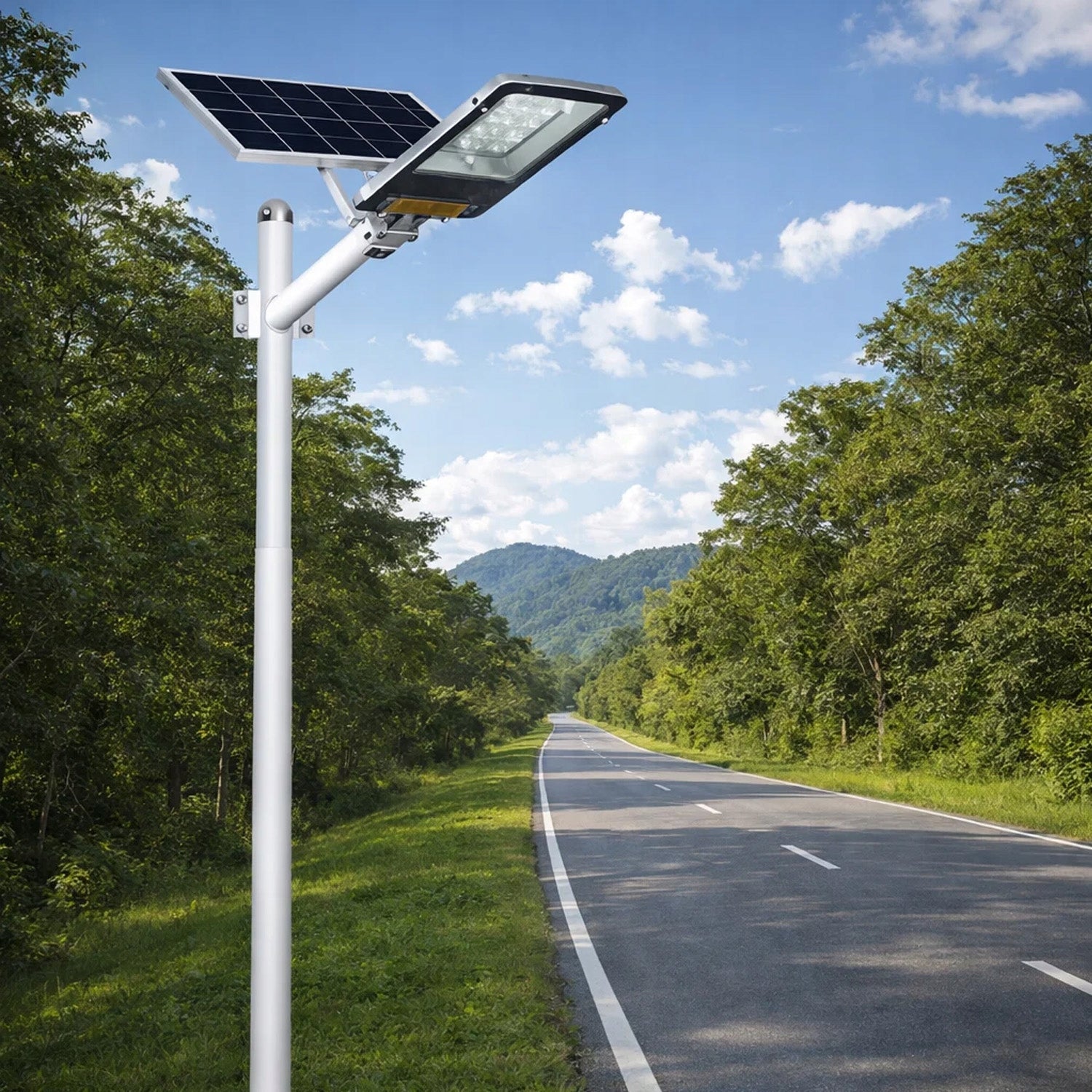 STRONG SOLAR LED STREET LAMP 3200W LANTERN FOR POLE SET WITH REMOTE CONTROL Light beam 26000 lm