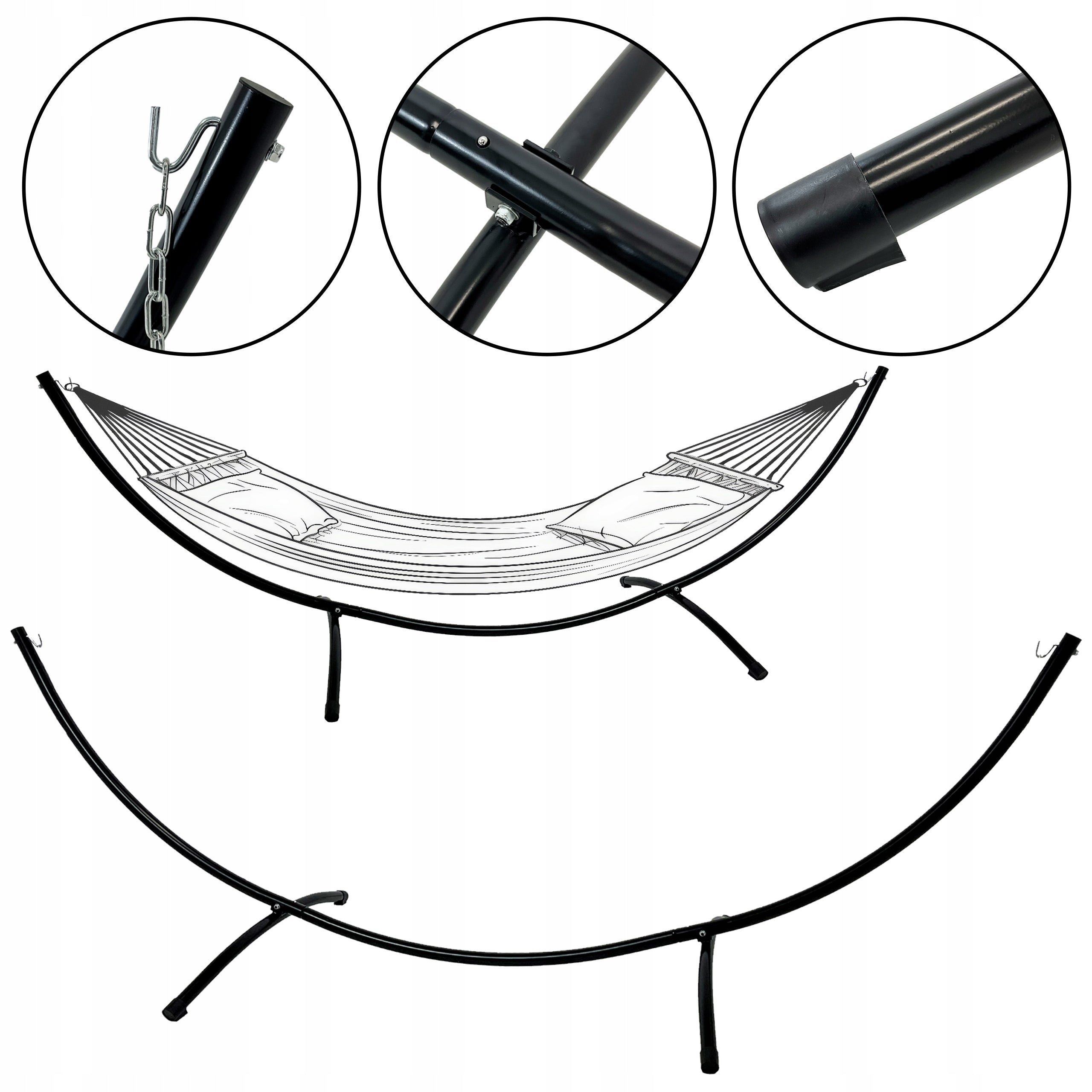 STRONG STEEL METAL HAMMOCK FRAME 300x95x100 CM 150KG SH102 BLACK Manufacturer code 5.16.211613