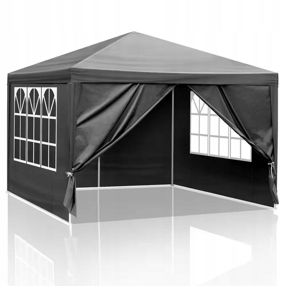 STRONG TENT GARDEN PAVILION COMMERCIAL GAZEBO WINDOWS 3x3 + 4 SIDE WALLS