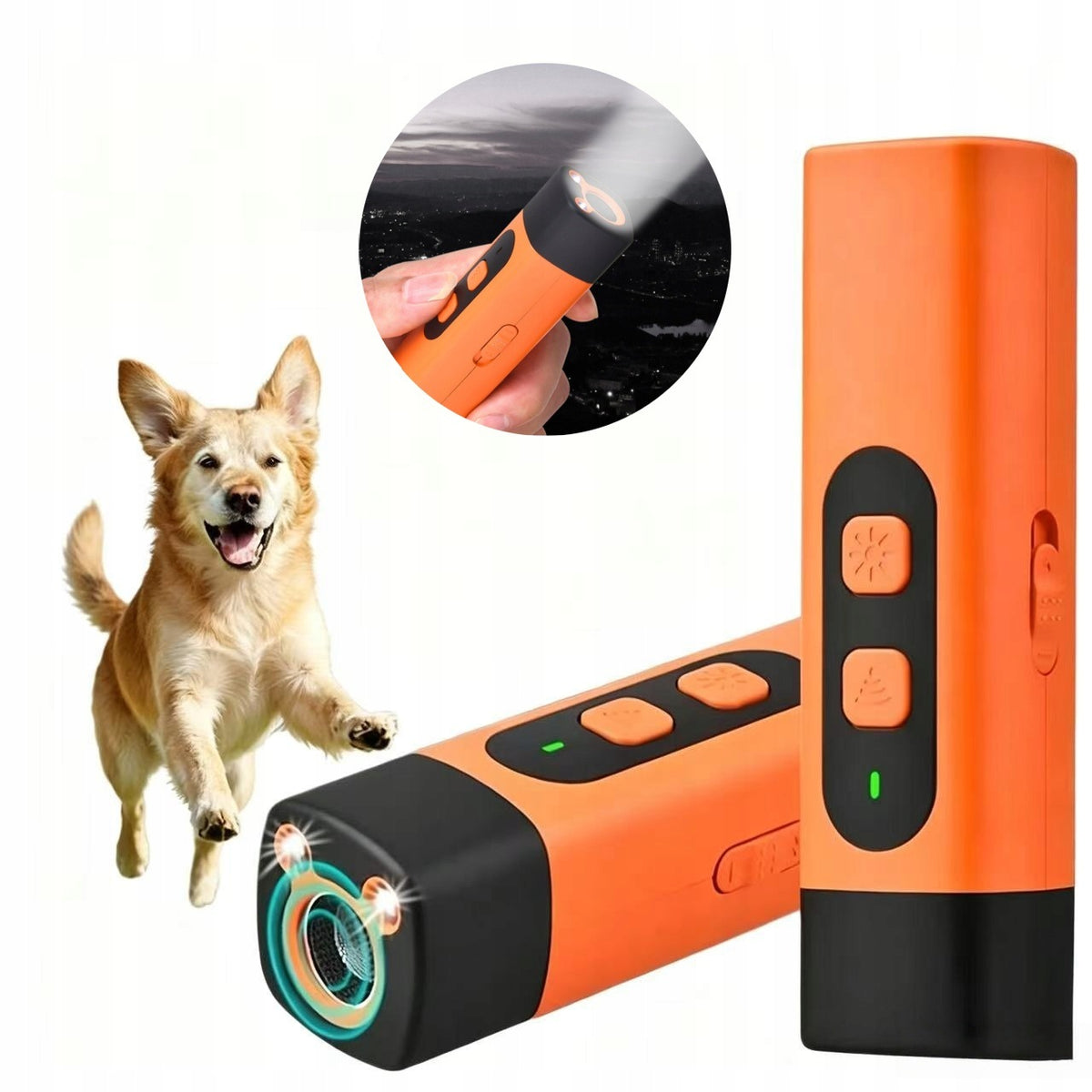 STRONG ULTRASONIC DOG REPELLENT TRAINER FOR BARKING FLASHLIGHT