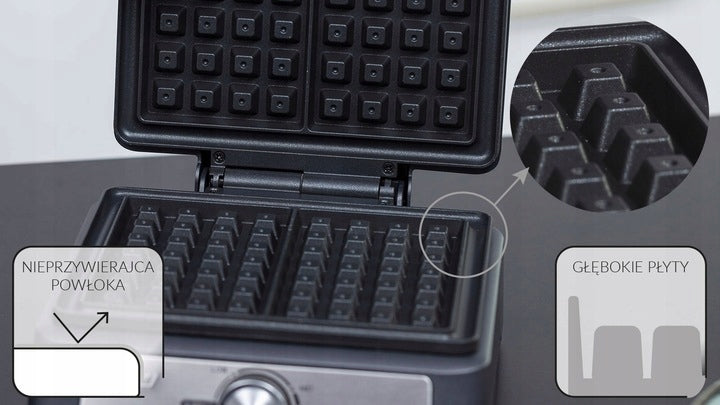 STRONG WAFFLE IRON MPM MGO-41 1600W SOLID CONSTRUCTION COMPACT DIMENSIONS Manufacturer code Gofrownice 1600W 2000W 2300W Mocna Gofrownica