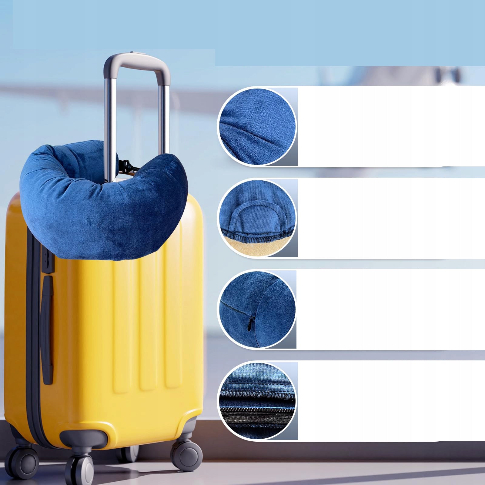 STUFFING TRAVEL PILLOW WITH SPACE FOR CLOTHES 2IN1 FREE LUGGAGE Color blue