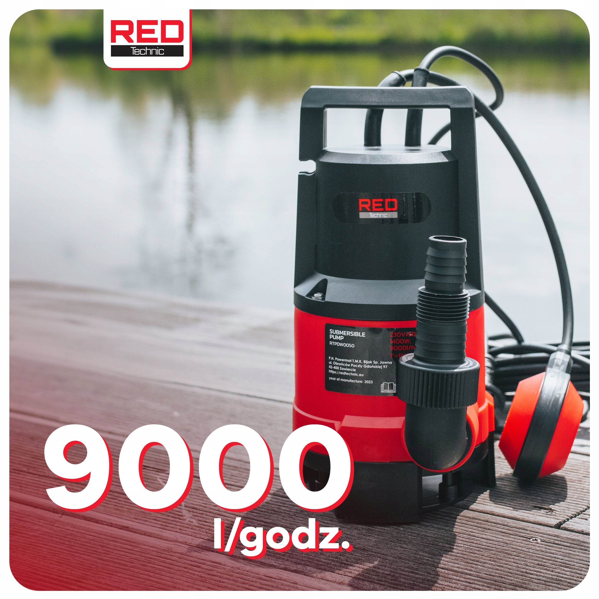 SUBMERSIBLE PUMP FOR CLEAN WATER DIRTY RAINWATER WITH FLOAT 1400W Manufacturer RED TECHNIC