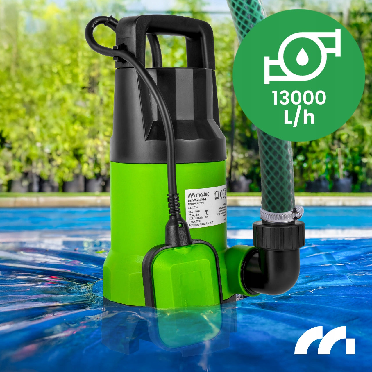 SUBMERSIBLE PUMP FOR DIRTY WATER CLEAN RAINWATER WELL FLOAT 13000 l/h Packaging status original