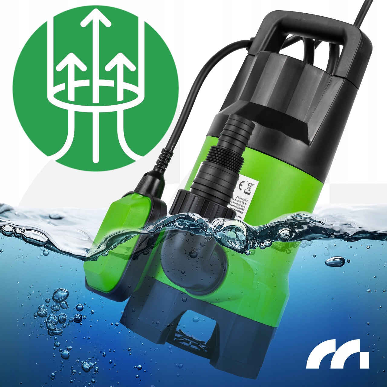 SUBMERSIBLE PUMP FOR DIRTY WATER CLEAN RAINWATER WELL FLOAT 13000 l/h Product weight with unit packaging 4.35 kg