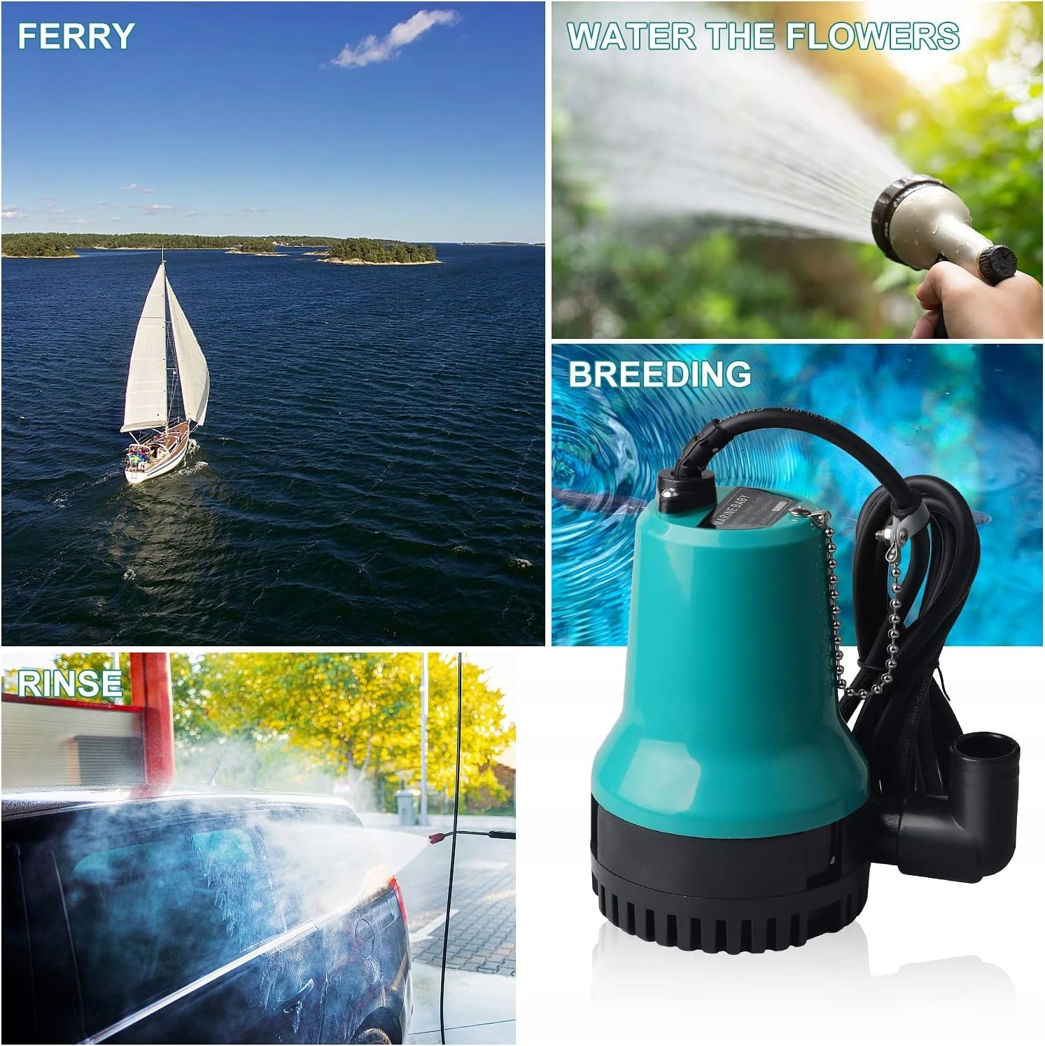 SUBMERSIBLE PUMP FOR DIRTY WATER DC 12 V, 50 W, 4200 l/h, SUBMERSIBLE PUMP Maximum pump output 4200 l/h