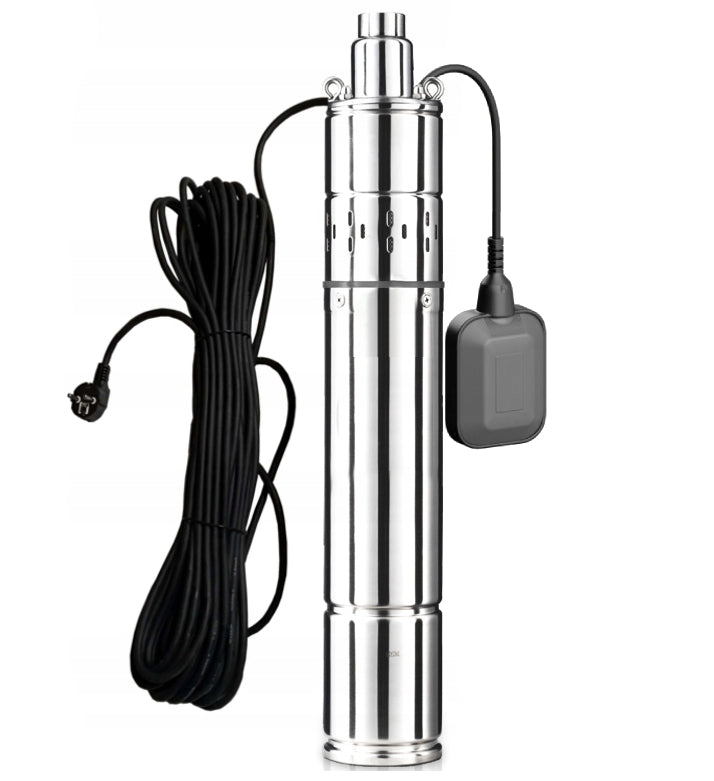 SUBMERSIBLE PUMP WITH WELL WATER FLOAT, STRONG STEEL 4" INCH, 15M CABLE, 750W
