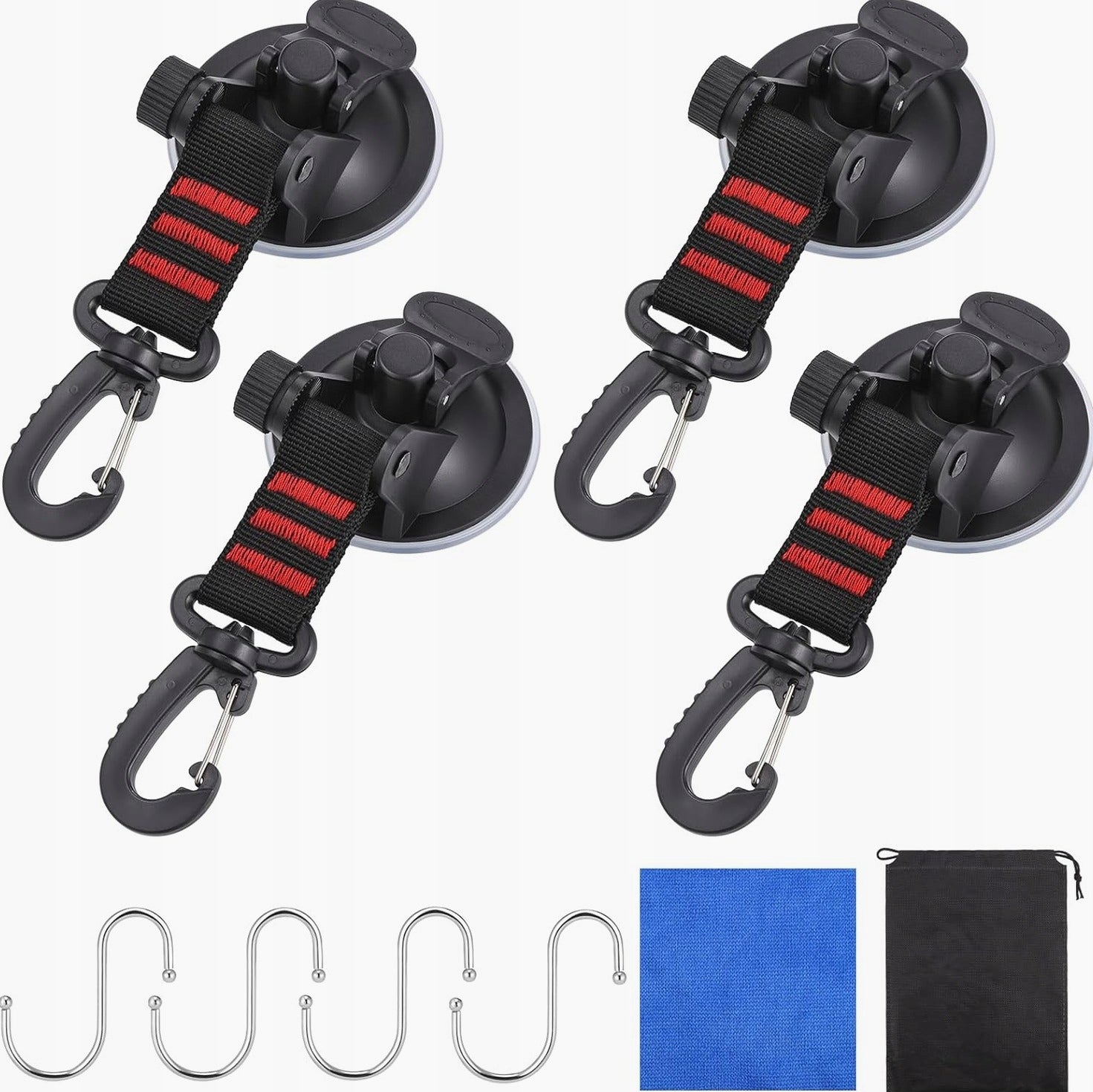 SUCTION CUP INDUSTRIAL HOOK HOLDER STRONG ACCESSORIES SET OF 4