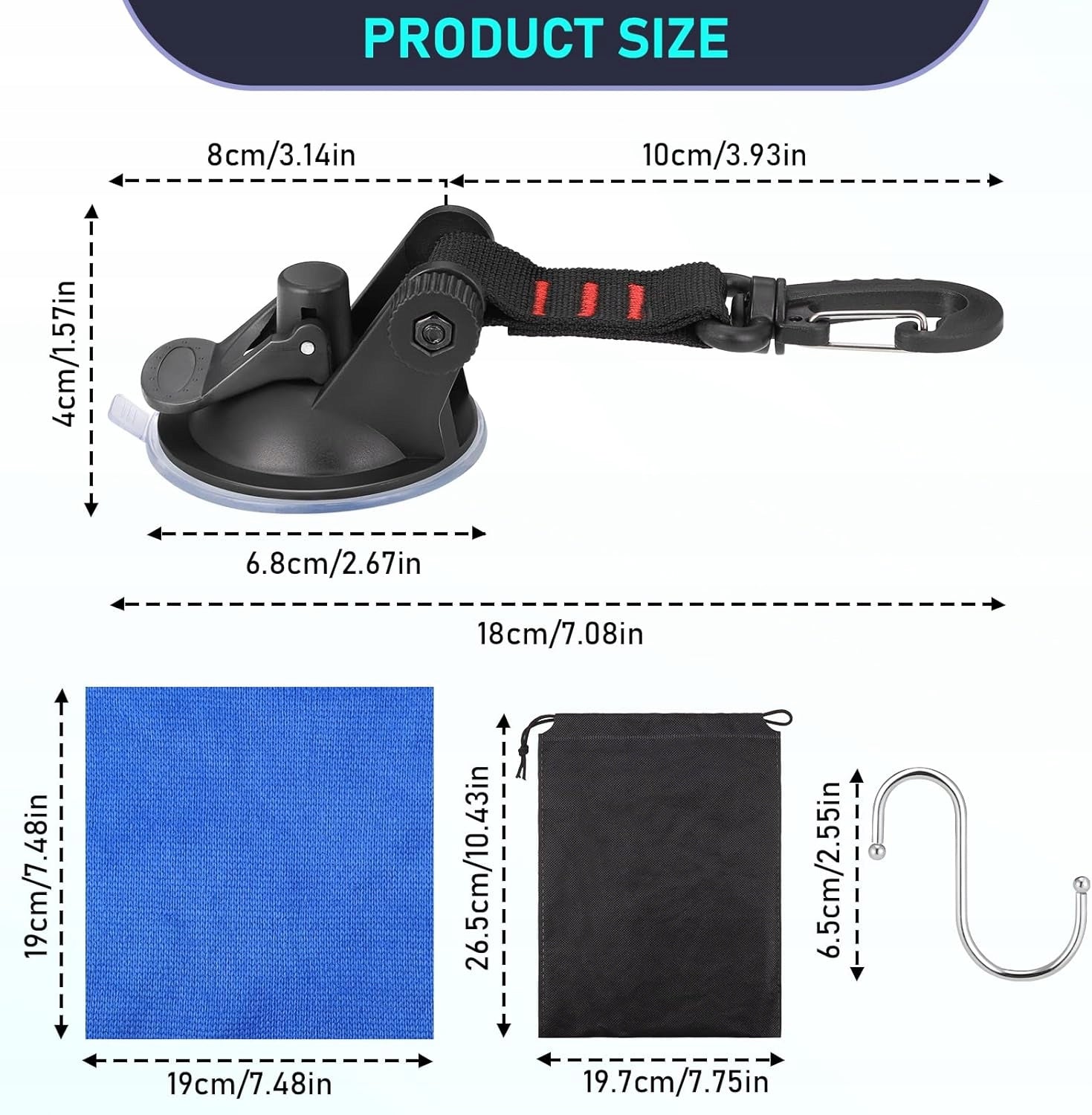 SUCTION CUPS 4 PIECES STRONG UNIVERSAL CAMPING SWIVEL HOOKS Brand no brand