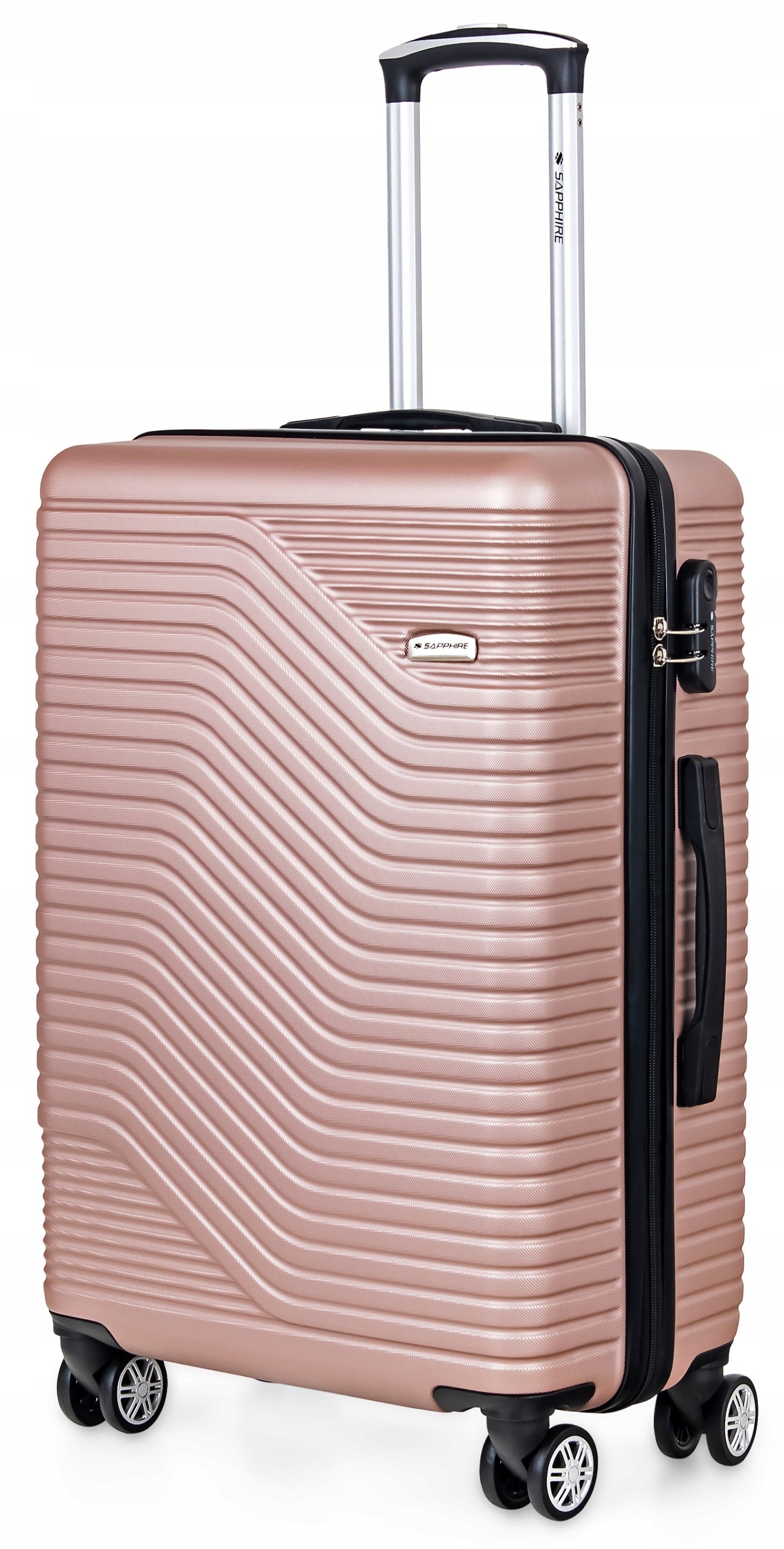 SUITCASE LARGE TRAVEL ON WHEELS LUGGAGE with ABS strong CIPHER XXL Sapphire DUO Height 76 cm