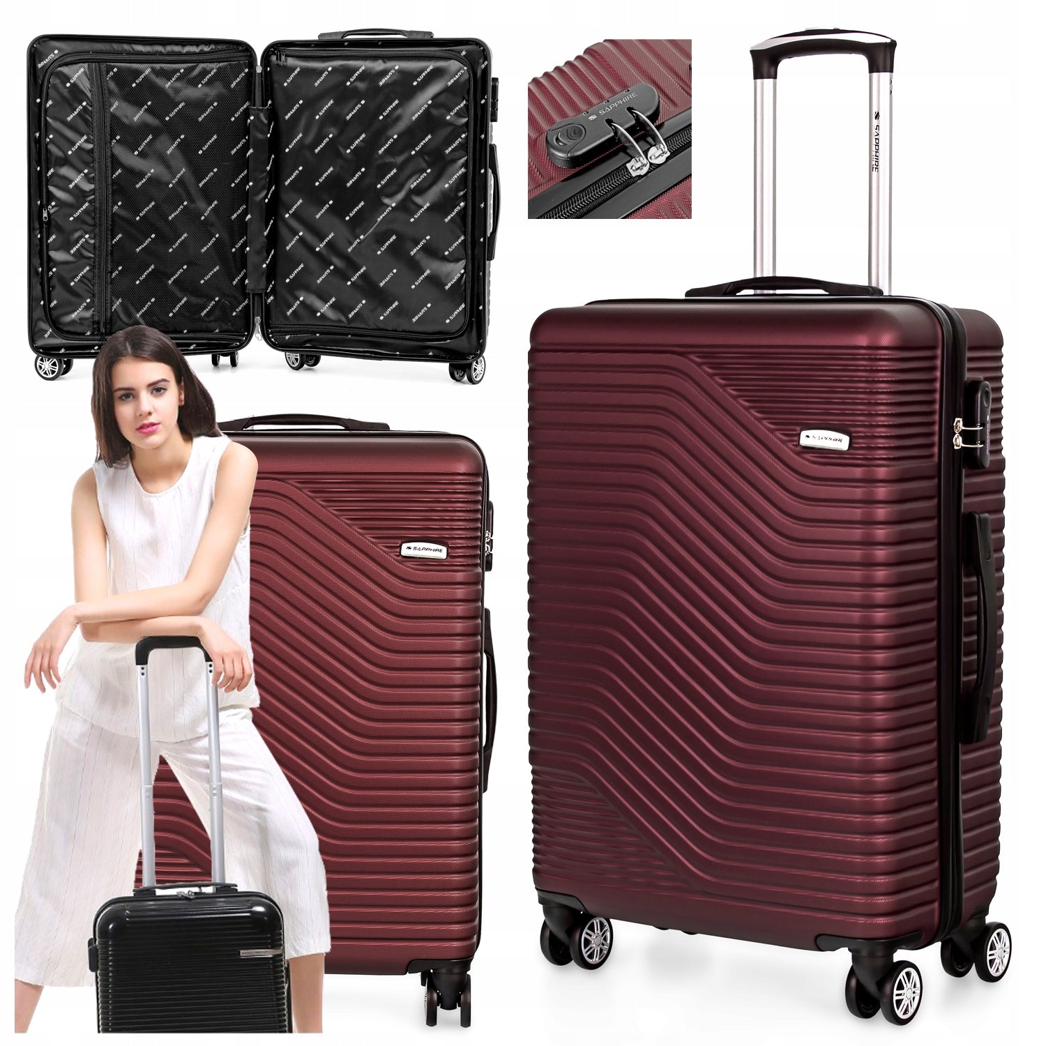 SUITCASE LARGE TRAVEL ON wheels LUGGAGE with ABS strong CIPHER XXL Sapphire DUO