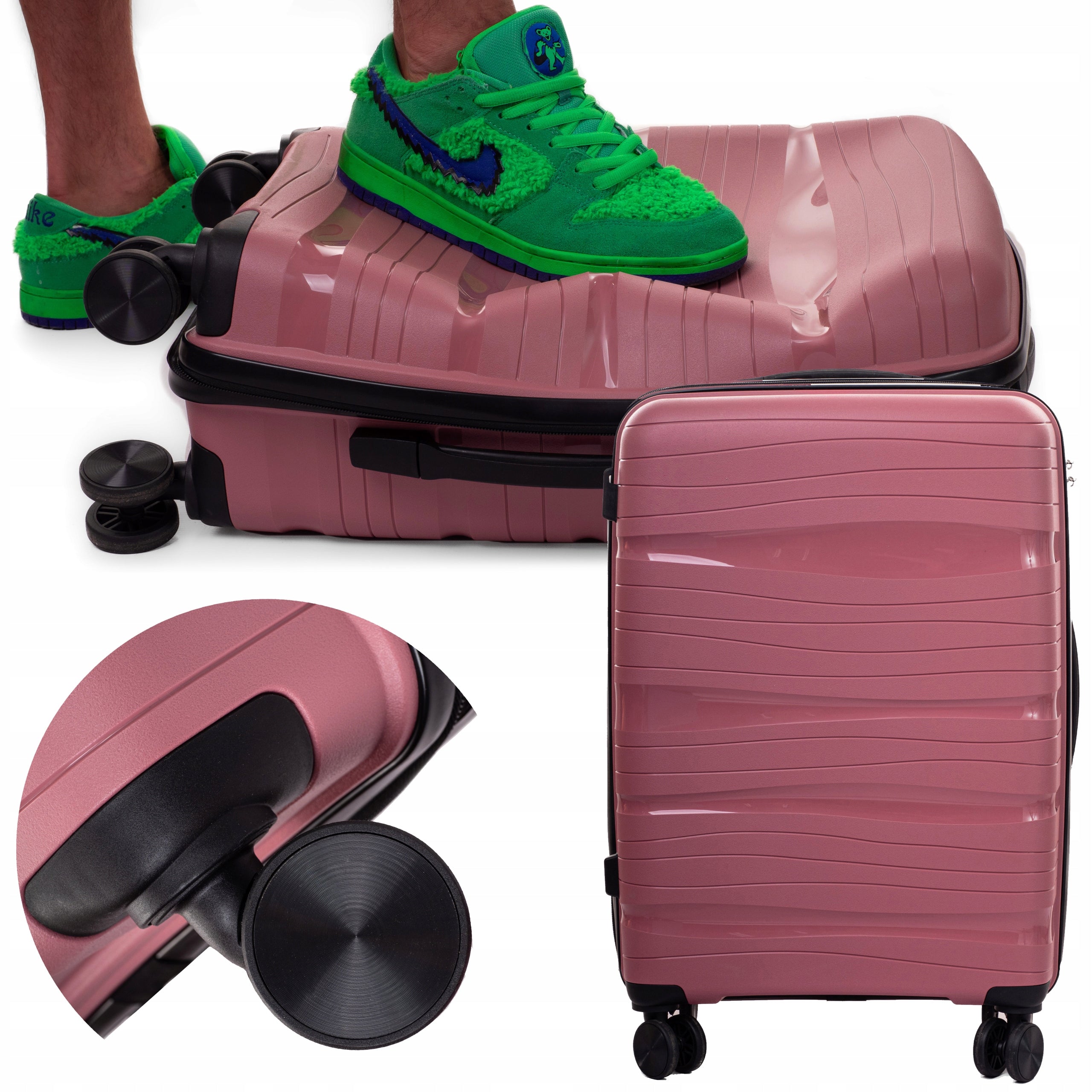 SUITCASE LARGE XXL INDESTRUCTIBLE RGL DOUBLE WHEELS POLYPROPYLENE LUGGAGE