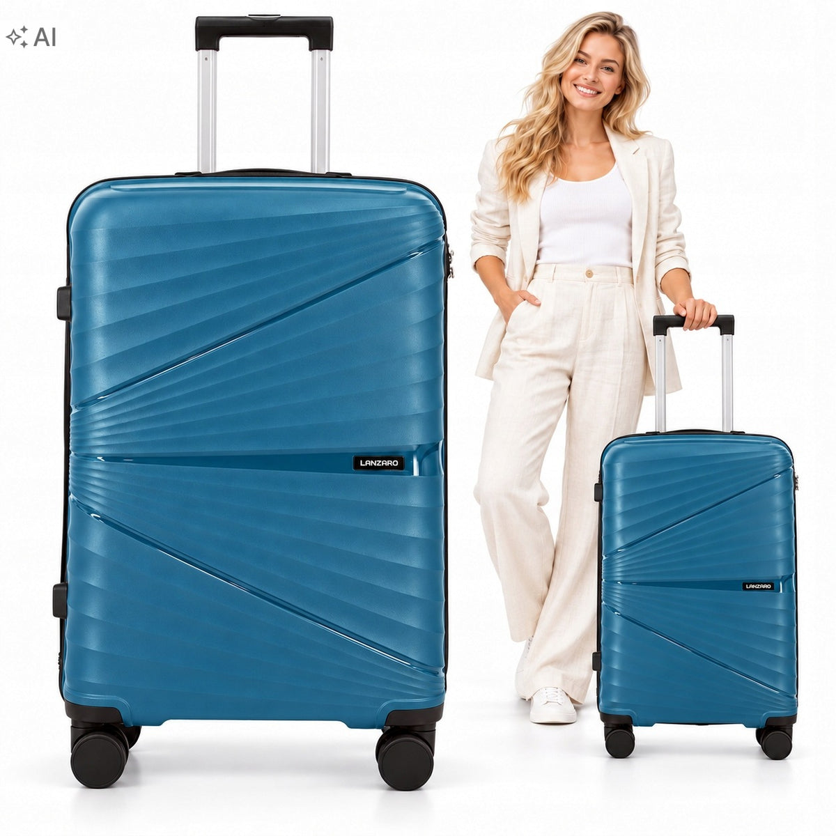SUITCASE MEDIUM TRAVEL POLYPROPYLENE 4 WHEELS 360° LIGHT LUGGAGE TSA 4 COLORS