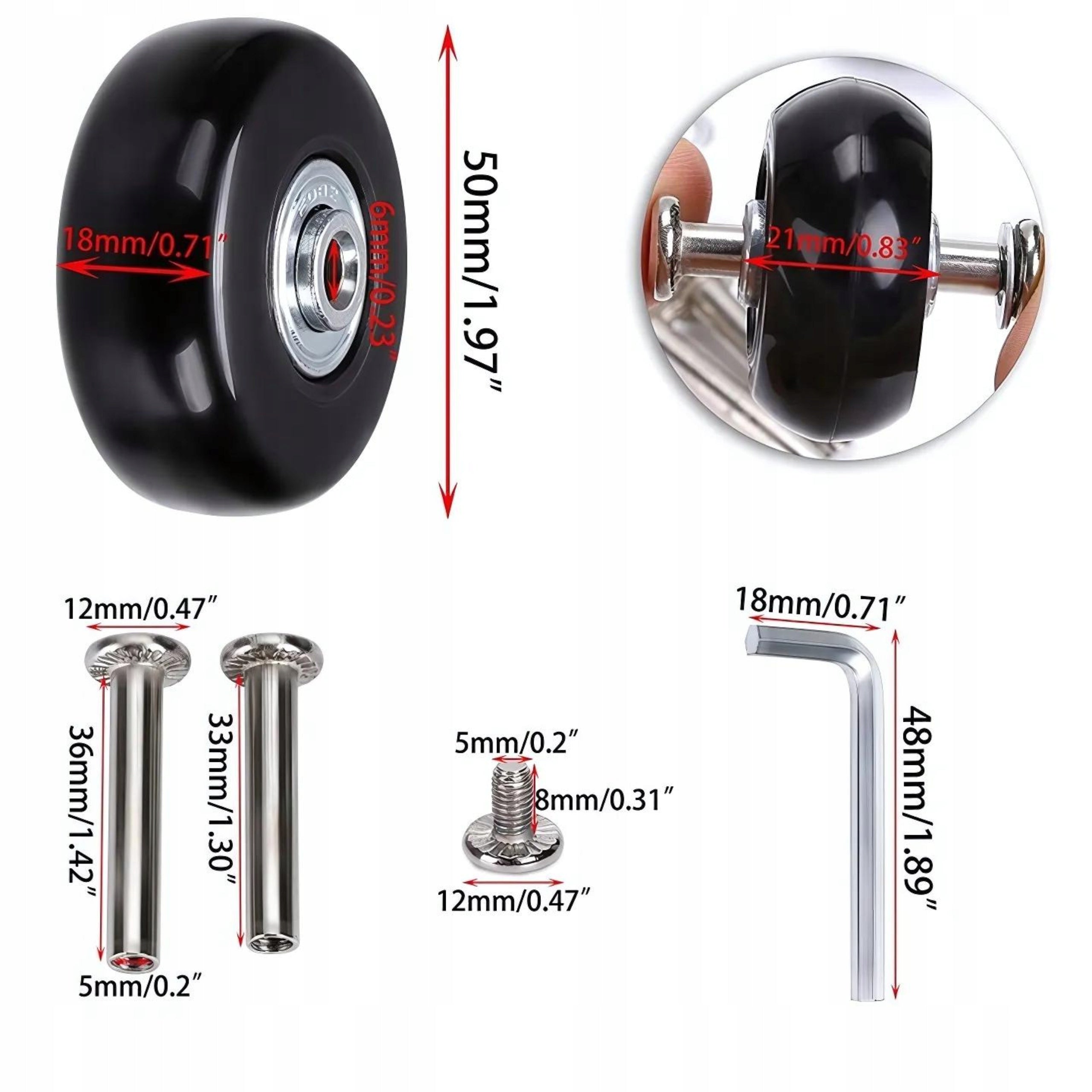 SUITCASE WHEEL PARTS LUGGAGE SUITCASES BAGS 4 PCS service repair in 5 min Manufacturer code kolko do walizki 4 sztuki d1