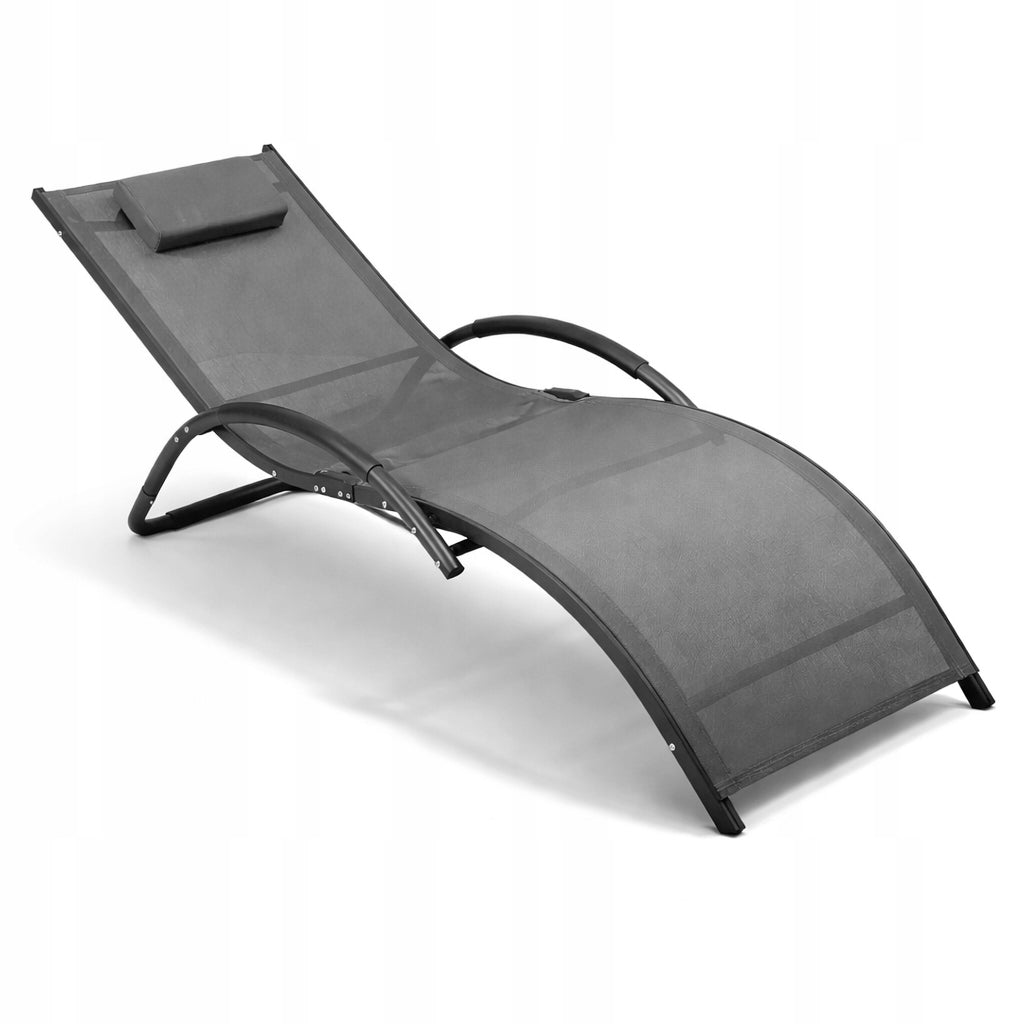 SUN LOUNGER ALUMINUM GARDEN MODERN ARMCHAIR COUCH ZERO GRAVITY SWING GREY
