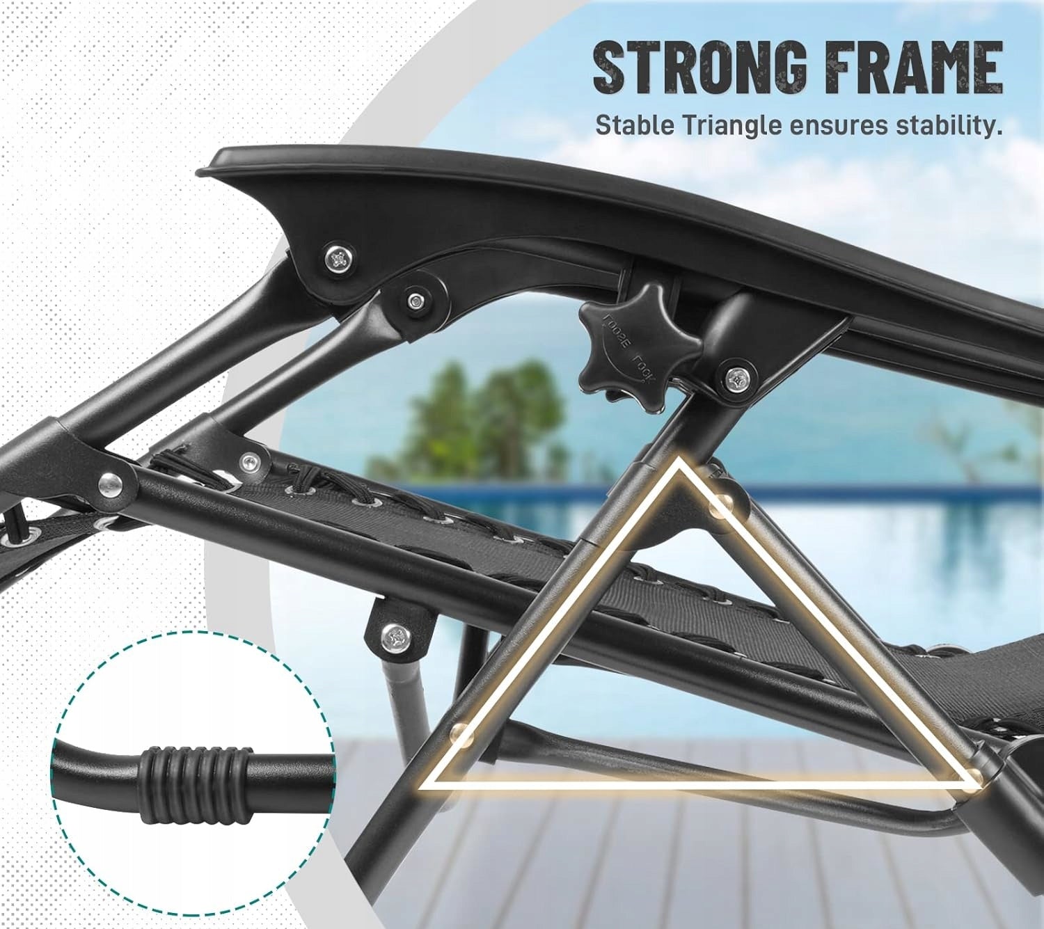SUN LOUNGER BEACH FOLDING ZERO GRAVITY FOR SWIMMING POOL TERRACE BALCONY Frame material metal