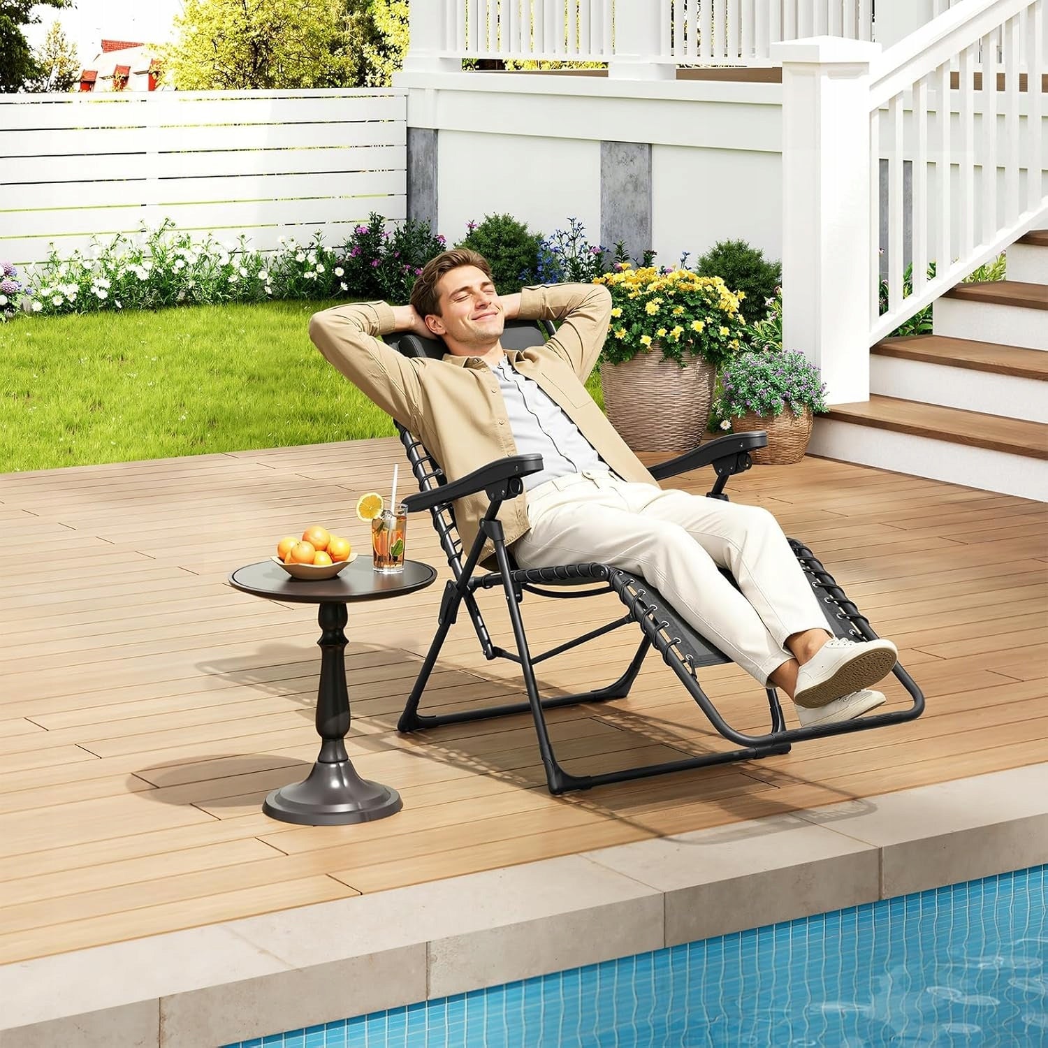 SUN LOUNGER BEACH FOLDING ZERO GRAVITY FOR SWIMMING POOL TERRACE BALCONY Manufacturer code cal