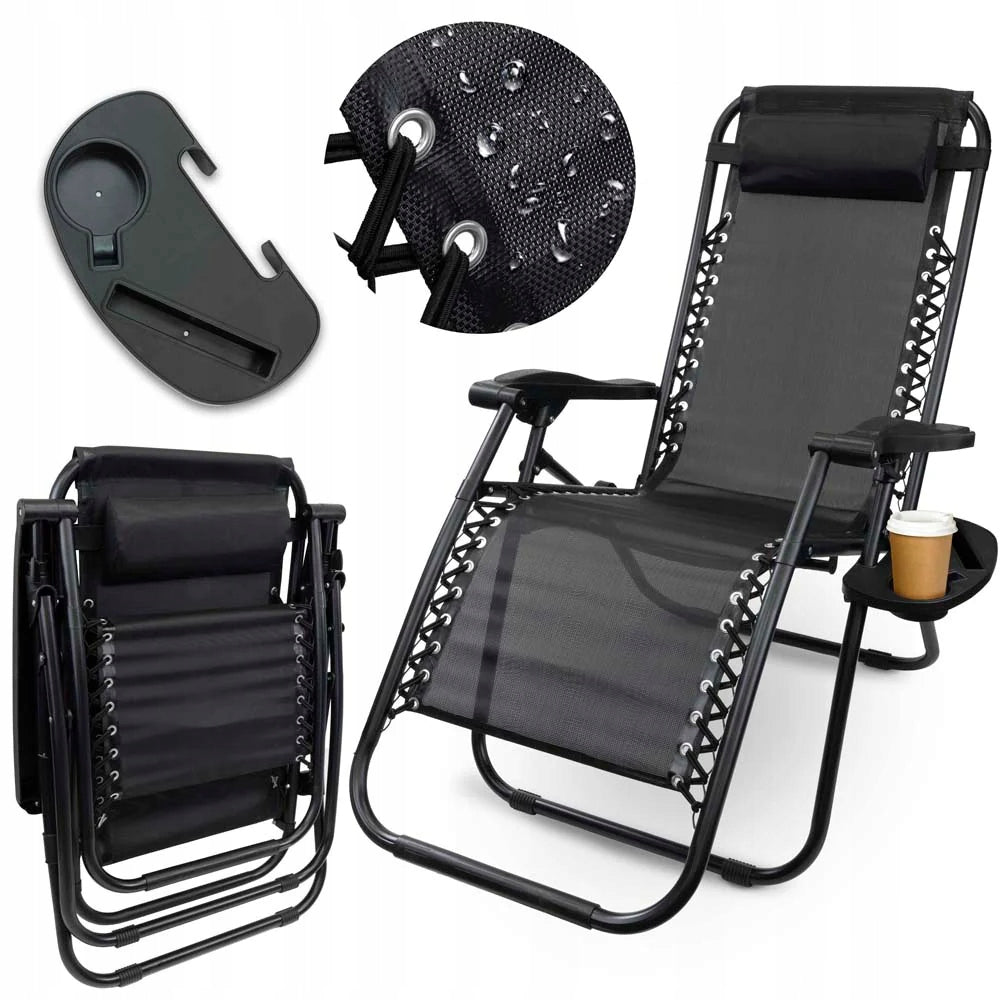 SUN LOUNGER BEACH FOLDING ZERO GRAVITY FOR SWIMMING POOL TERRACE BALCONY