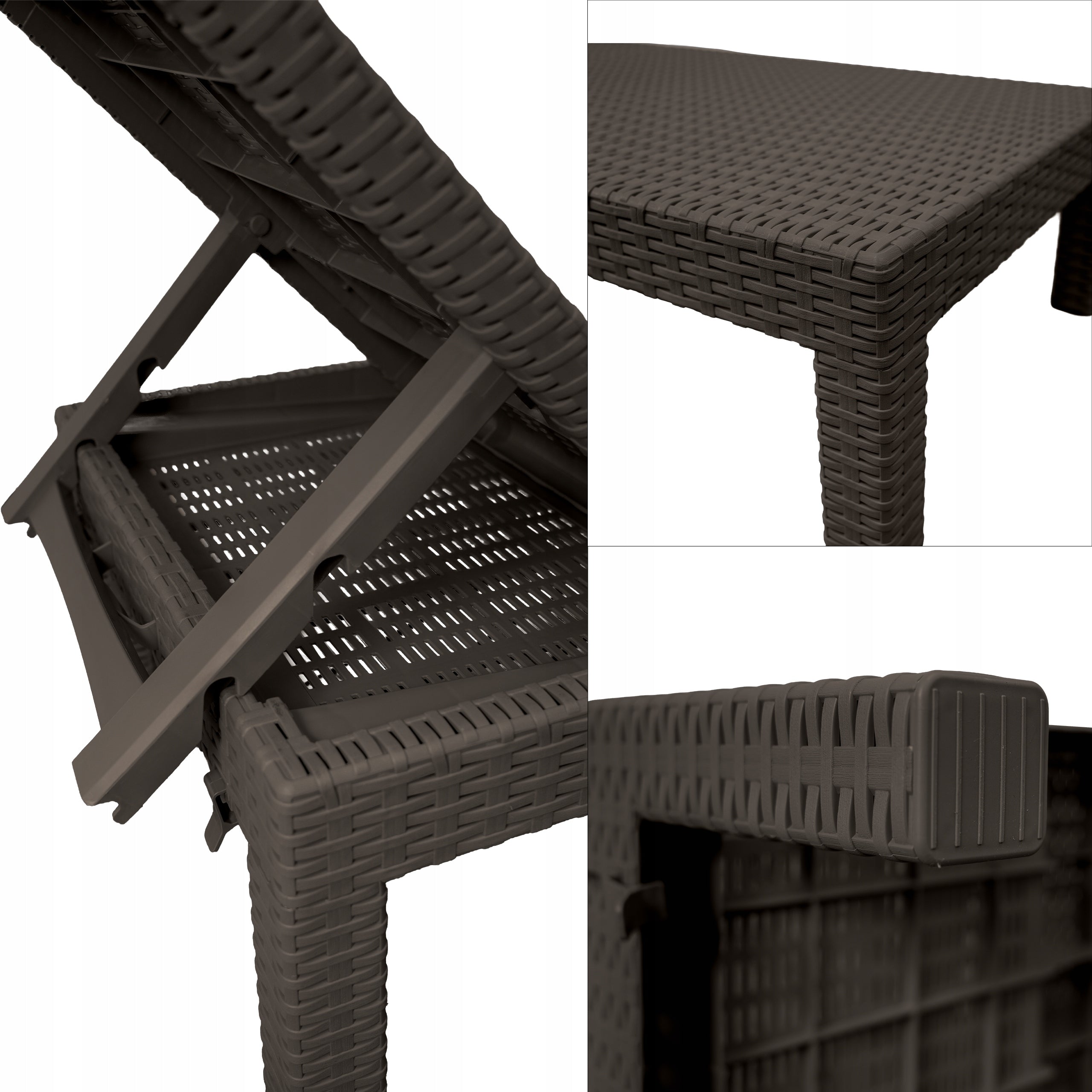 SUN LOUNGER BEACH POOL CHAIR ADJUSTABLE FOLDING BEACH CHAIR Color brown
