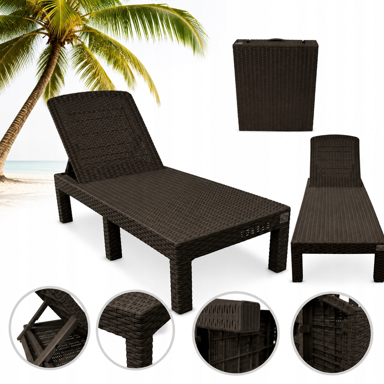 SUN LOUNGER BEACH POOL CHAIR ADJUSTABLE FOLDING BEACH CHAIR