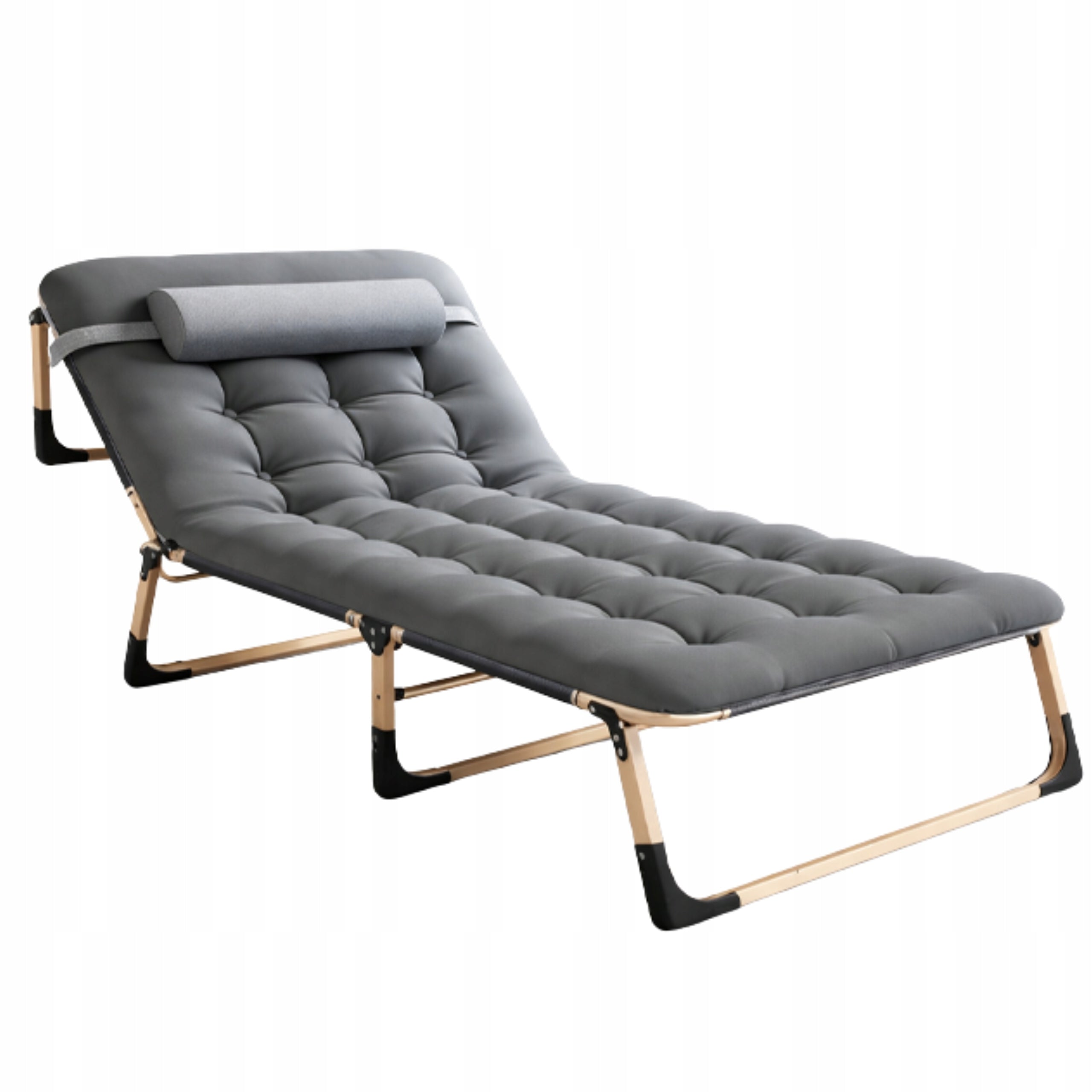 SUN LOUNGER BEACH TOURIST BED WITH MATTRESS CUSHION GREY 180CM Frame material metal