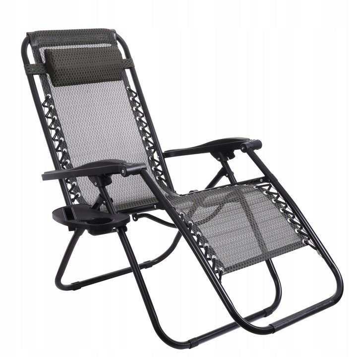 SUN LOUNGER FOLDING GARDEN CHAIR BEACH CAMPING CHAIR Manufacturer code czarny lekki turystyczny na camping