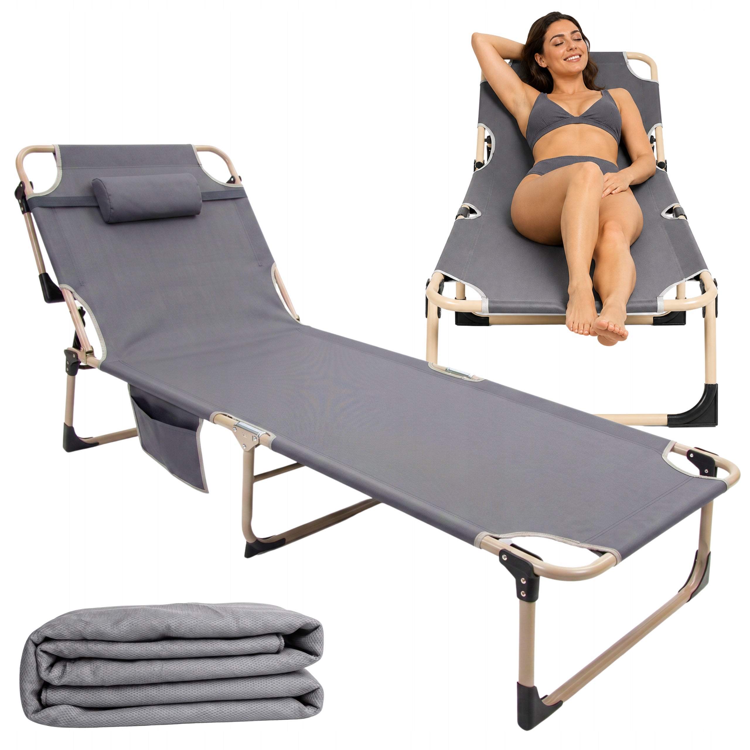 SUN LOUNGER FOLDING GARDEN CHAIR BEACH HIKING FOR GARDEN LIGHT HEADRest