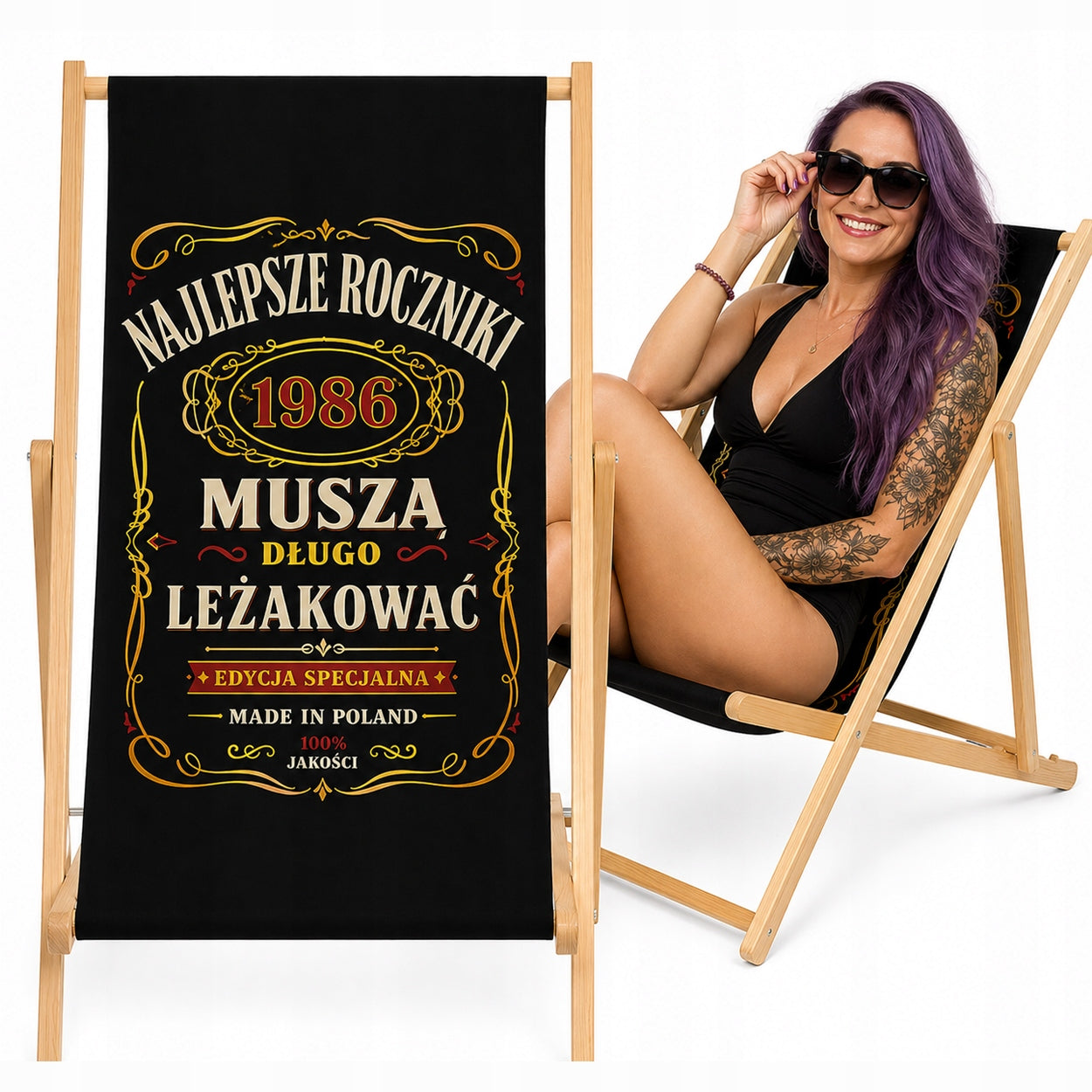 SUN LOUNGER FOR GIFT BEST VINTAGE BEACH WOODEN PERSONALIZED YEAR