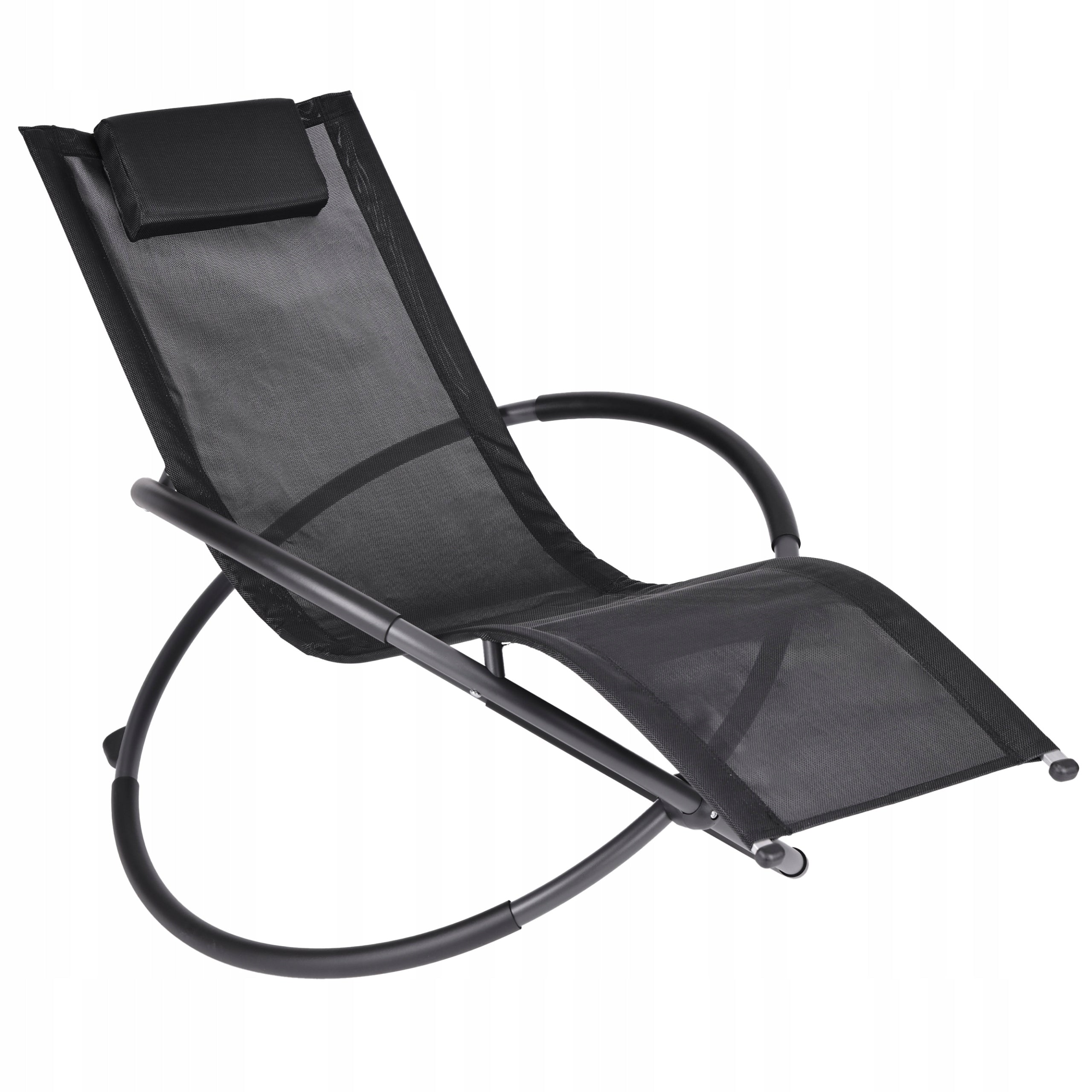 SUN LOUNGER GARDEN ROCKING CHAIR COUCH ZERO GRAVITY BLACK ALUMINUM HEADREST Brand Nuforma