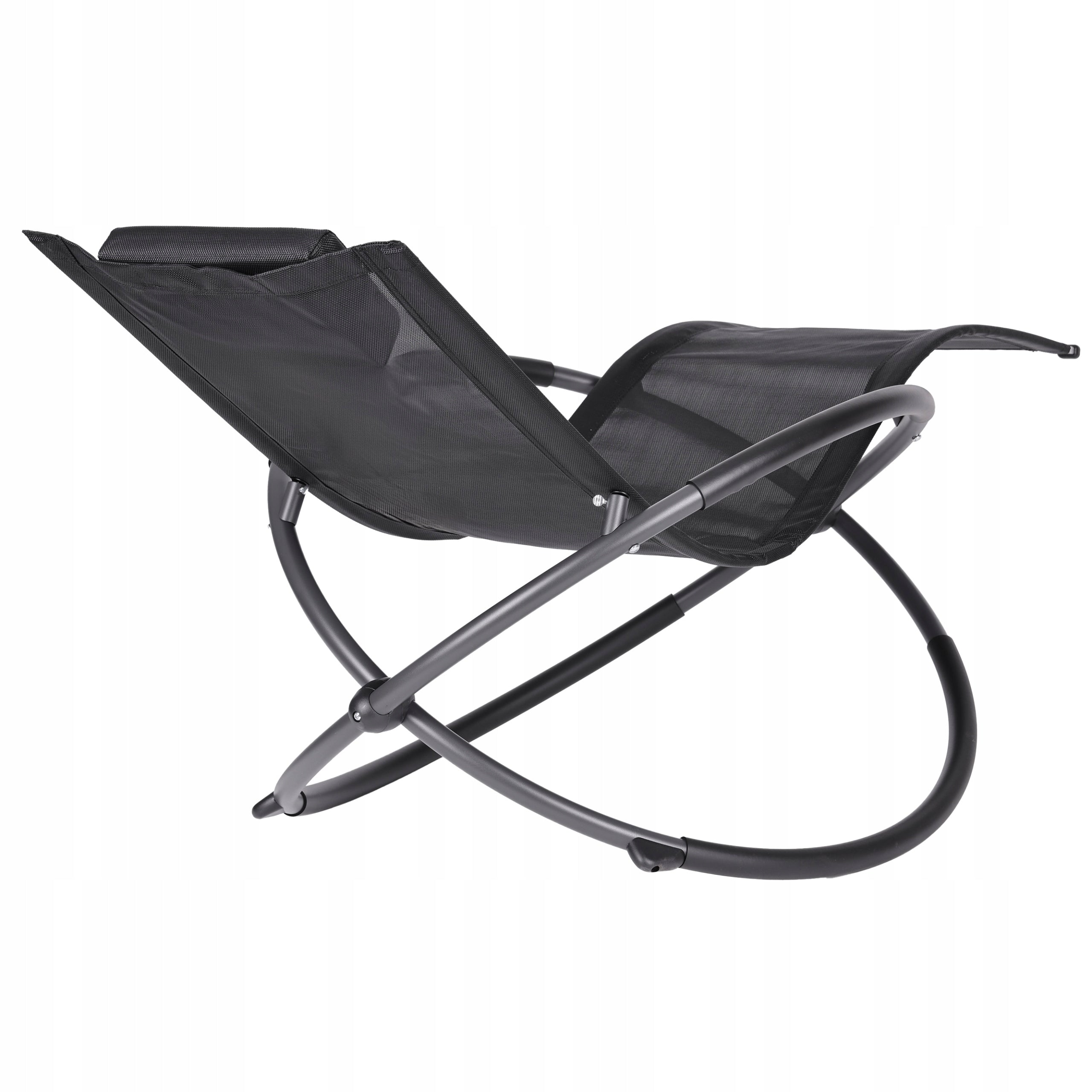 SUN LOUNGER GARDEN ROCKING CHAIR COUCH ZERO GRAVITY BLACK ALUMINUM HEADREST Kind sunbed