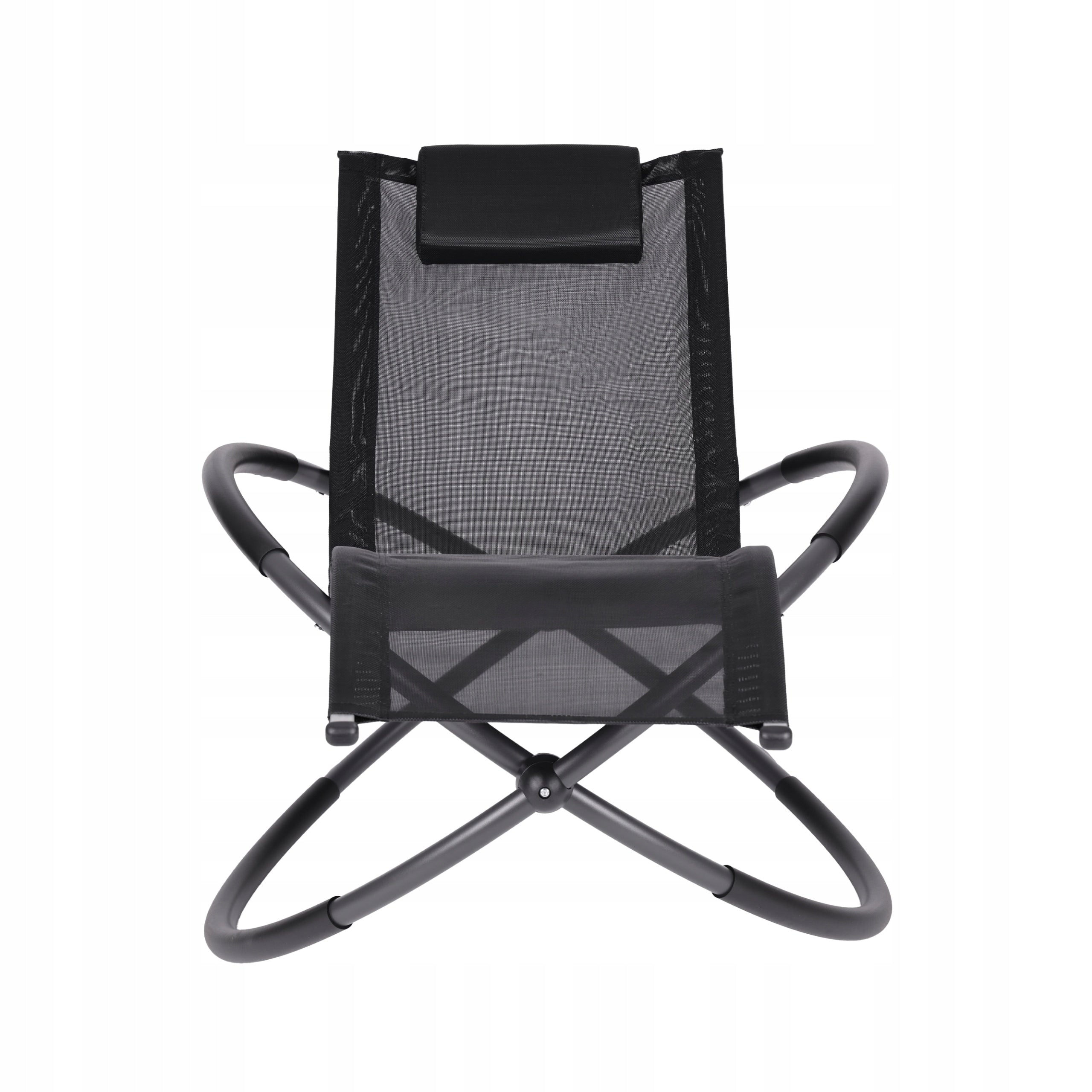 SUN LOUNGER GARDEN ROCKING CHAIR COUCH ZERO GRAVITY BLACK ALUMINUM HEADREST Model 04K KJL01AOC