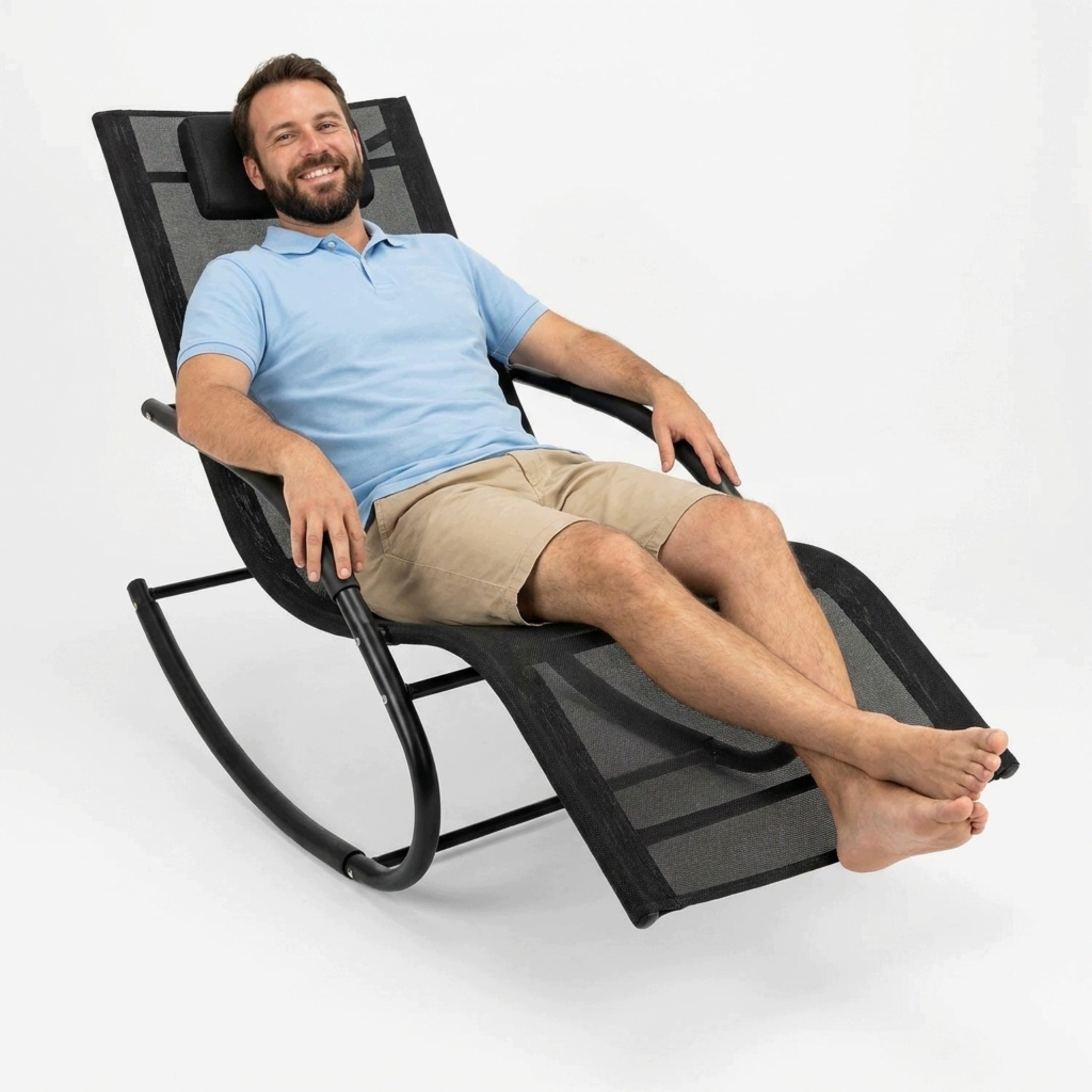 SUN LOUNGER GARDEN ROCKING CHAIR MODERN COUCH COMFORTABLE BLACK