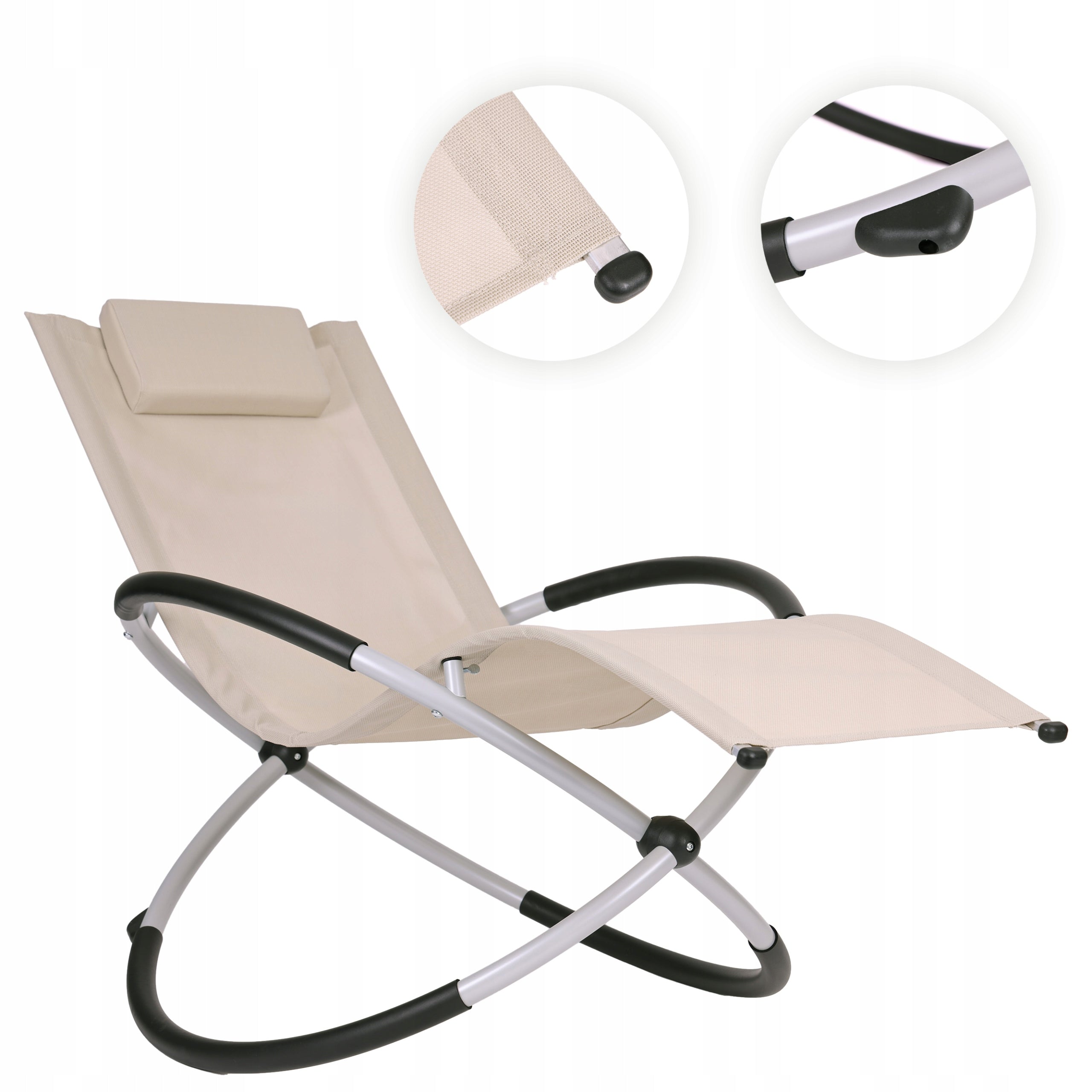 SUN LOUNGER GARDEN ROCKING CHAIR MODERN COUCH ZERO GRAVITY BEIGE HEADREST Manufacturer code 04K KJL02BOBE
