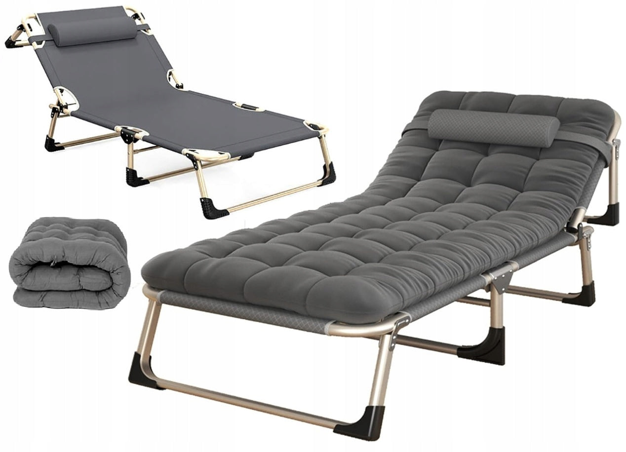 SUN LOUNGER GARDEN TRAVEL BED FOLDING + MATTRESS + PILLOW Manufacturer code ŁÓŻKO TURYSTYCZNE SKŁADANE POLOWE