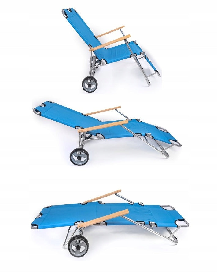 SUN LOUNGER ON WHEELS GARDEN BEACH FOLDING TERRACE CHAIR Kind sunbed