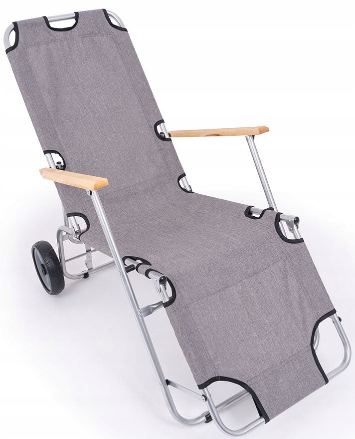 SUN LOUNGER ON WHEELS GARDEN BEACH FOLDING TERRACE CHAIR
