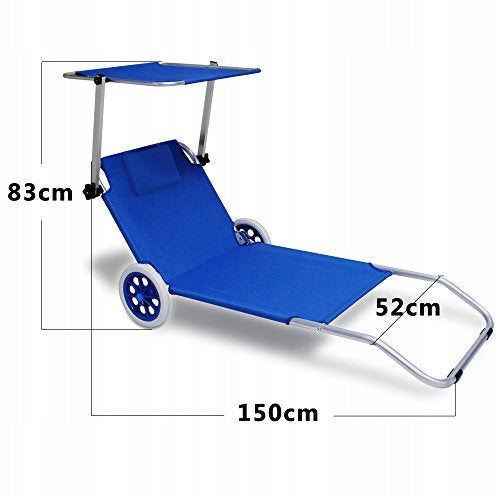 SUN LOUNGER ON WHEELS WITH VISOR FOR BEACH STROLLER Brand MatMay