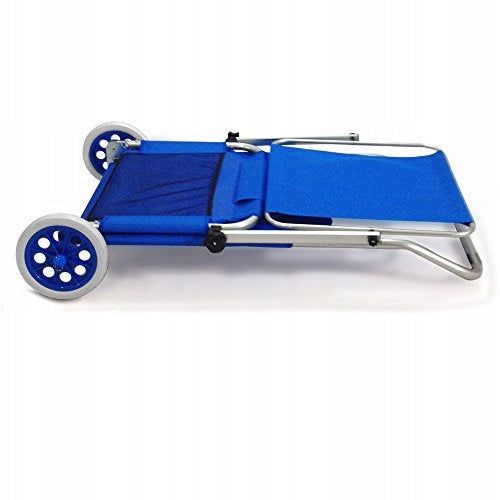 SUN LOUNGER ON WHEELS WITH VISOR FOR BEACH STROLLER Color blue