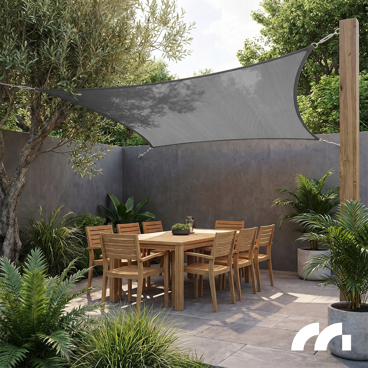 SUN SAIL RECTANGULAR 2x3m GARDEN TERRACE GREY CANOPY Length 200 cm
