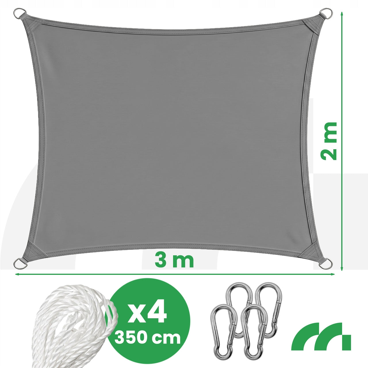 SUN SAIL RECTANGULAR 2x3m GARDEN TERRACE GREY CANOPY Manufacturer code Żagiel Przeciwsłoneczny Prostokątny 114023