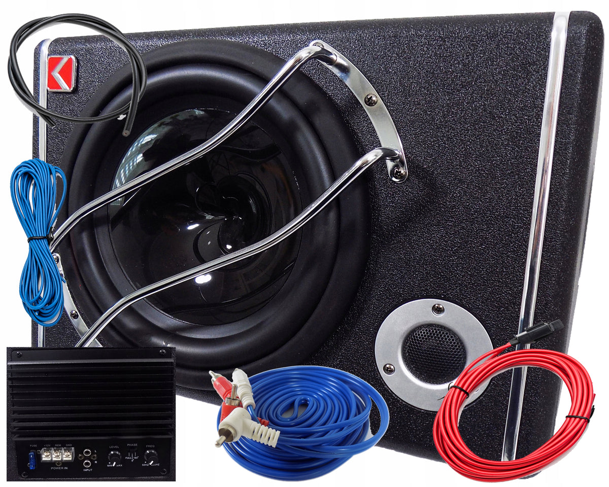 SUPER BASS 1200W BASS TUBE BOX SUBWOOFER ACTIVE AMPLIFIER CABLES