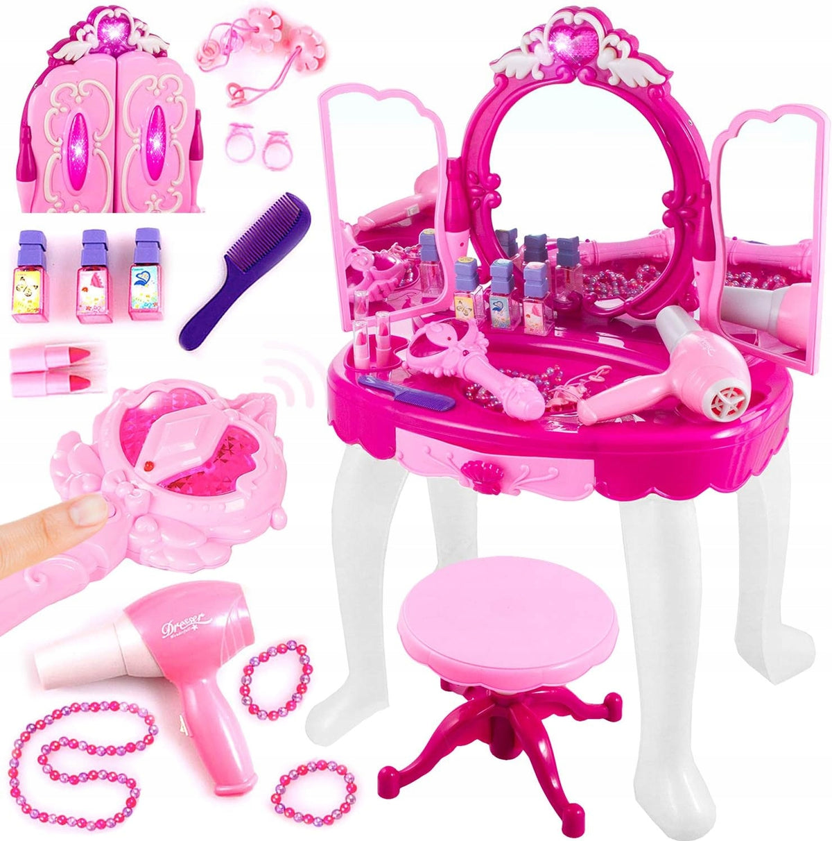 SUPER DRESSING TABLE FOR GIRL REMOTE CONTROL WAND MIRROR MP3 CHAIR DRYER